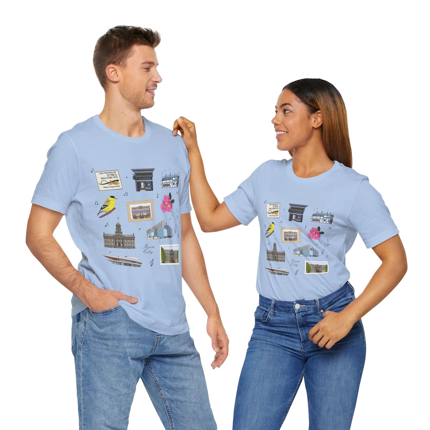 Unisex Jersey Short Sleeve Tee with Iowa City, Iowa IA landmarks print