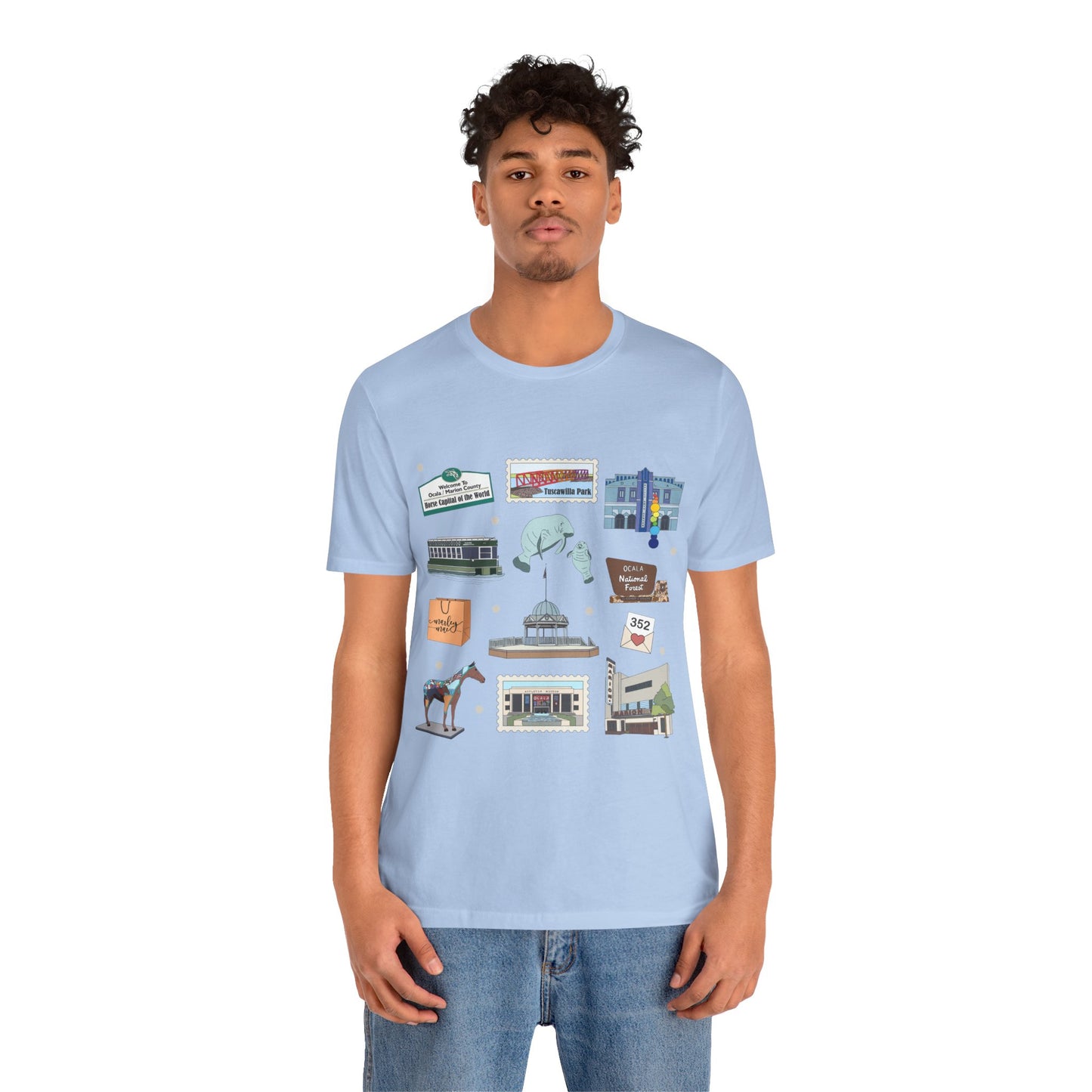 Unisex Jersey Short Sleeve Tee with Ocala, Florida FL landmarks print