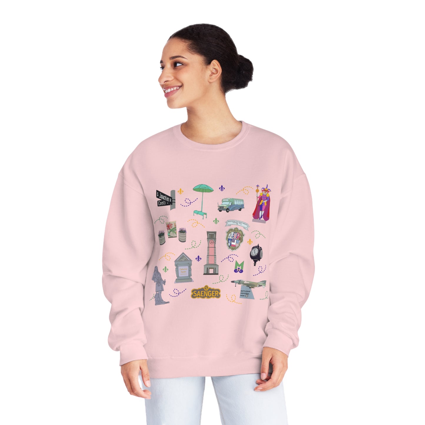 Unisex NuBlend® Crewneck Sweatshirt with Mobile, AL and Mardi Gras in assorted colors