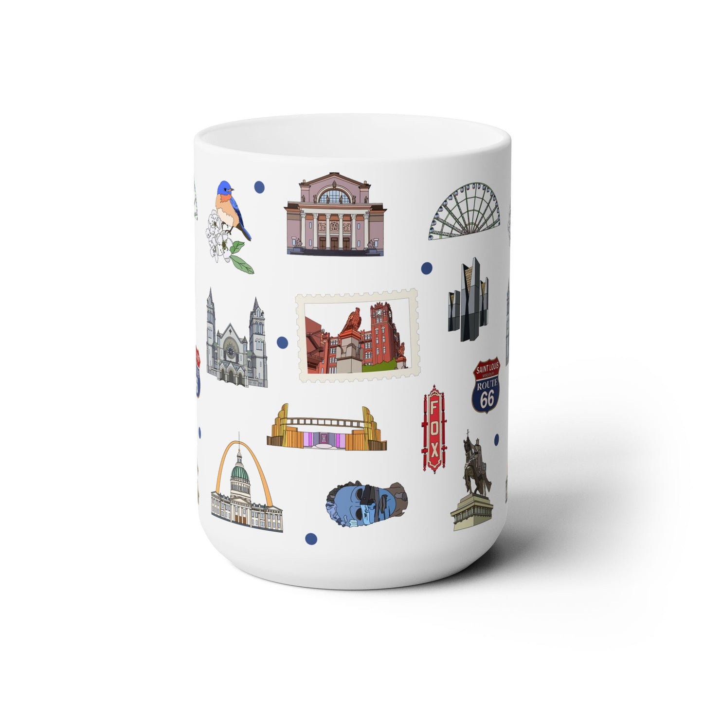 Ceramic Mug 15oz with St. Louis, Missouri MO in white