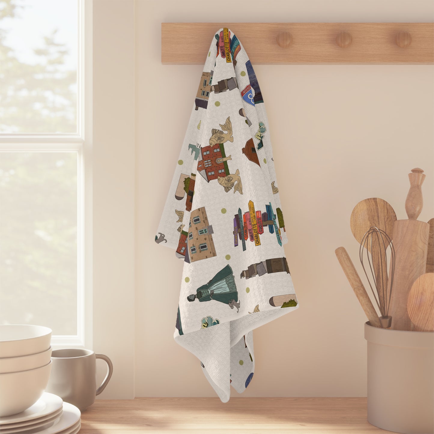 Kitchen Towel with Charlotte, North Carolina NC in white