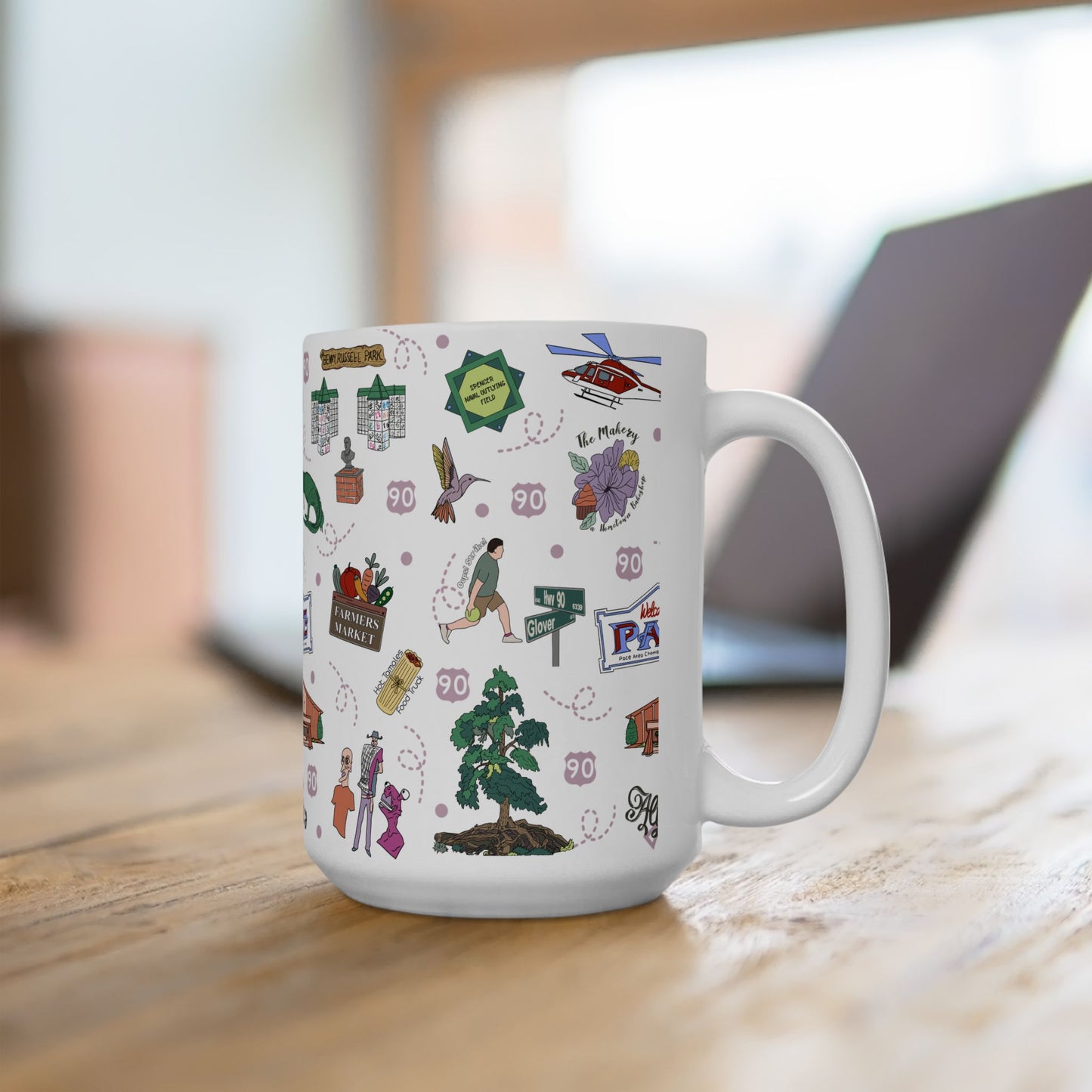 Ceramic Mug 15oz with Pace, Florida FL in white