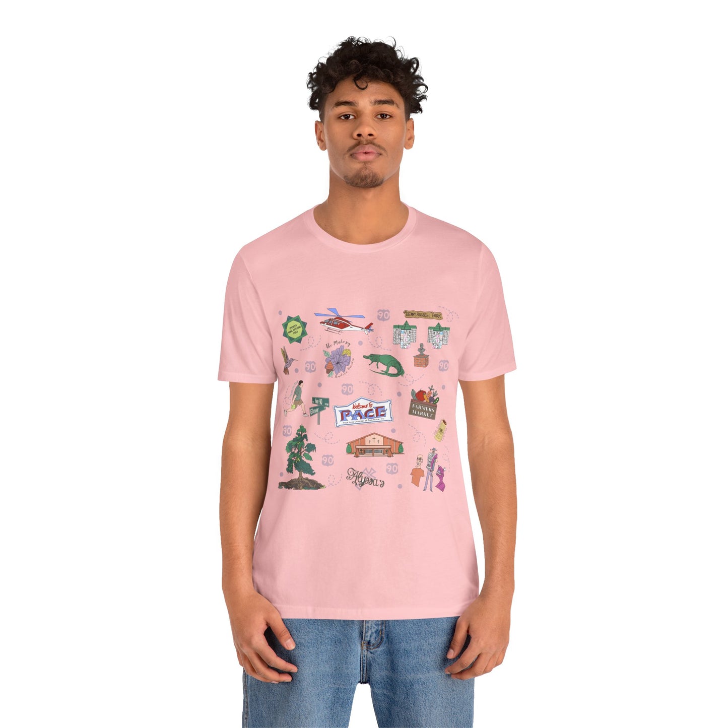 Unisex Jersey Short Sleeve Tee with Pace, Florida FL landmarks print