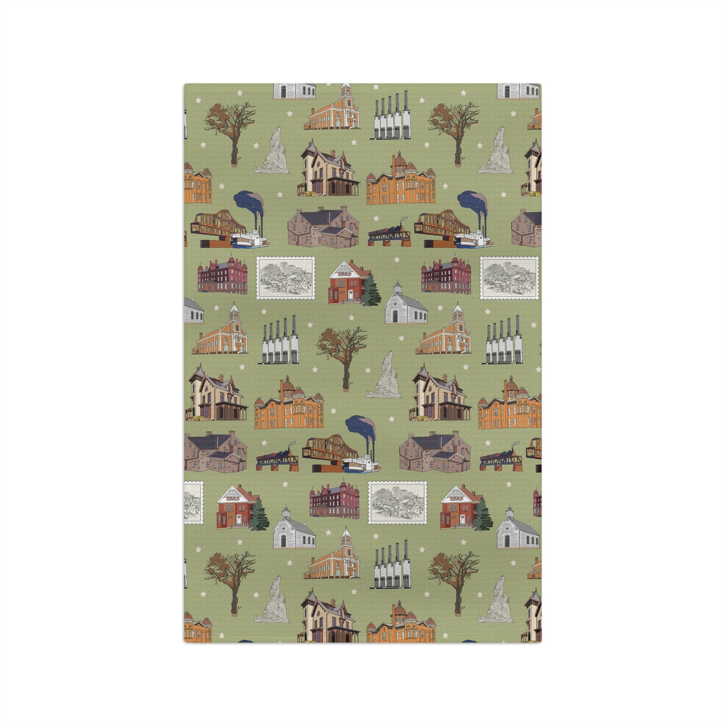 Kitchen Towel with South St. Paul, Mendota, Hastings, Hampton, Inver Grove Heights near the Minneapolis Minnesota MN in olive