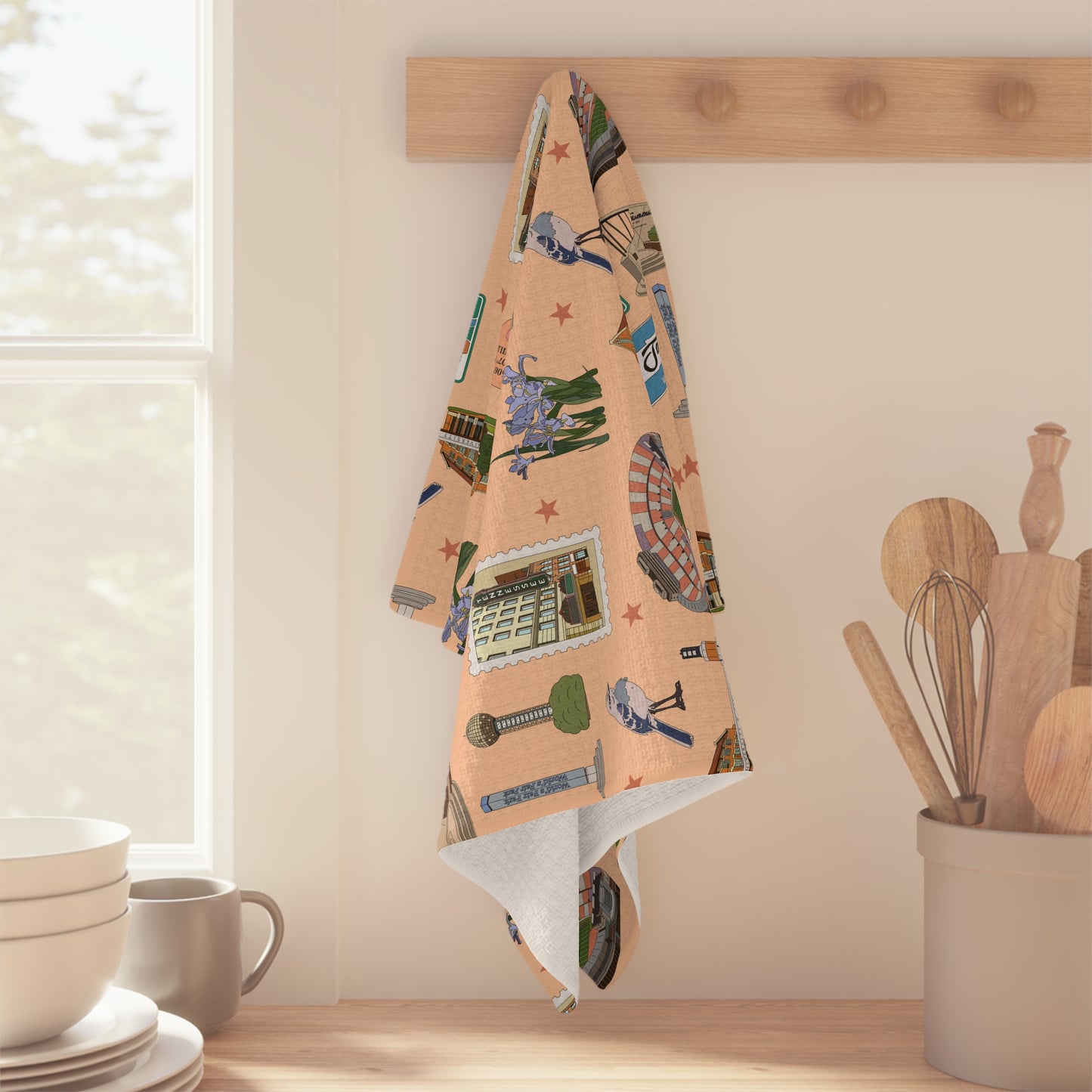 Kitchen Towel with Knoxville, Tennessee TN in peach
