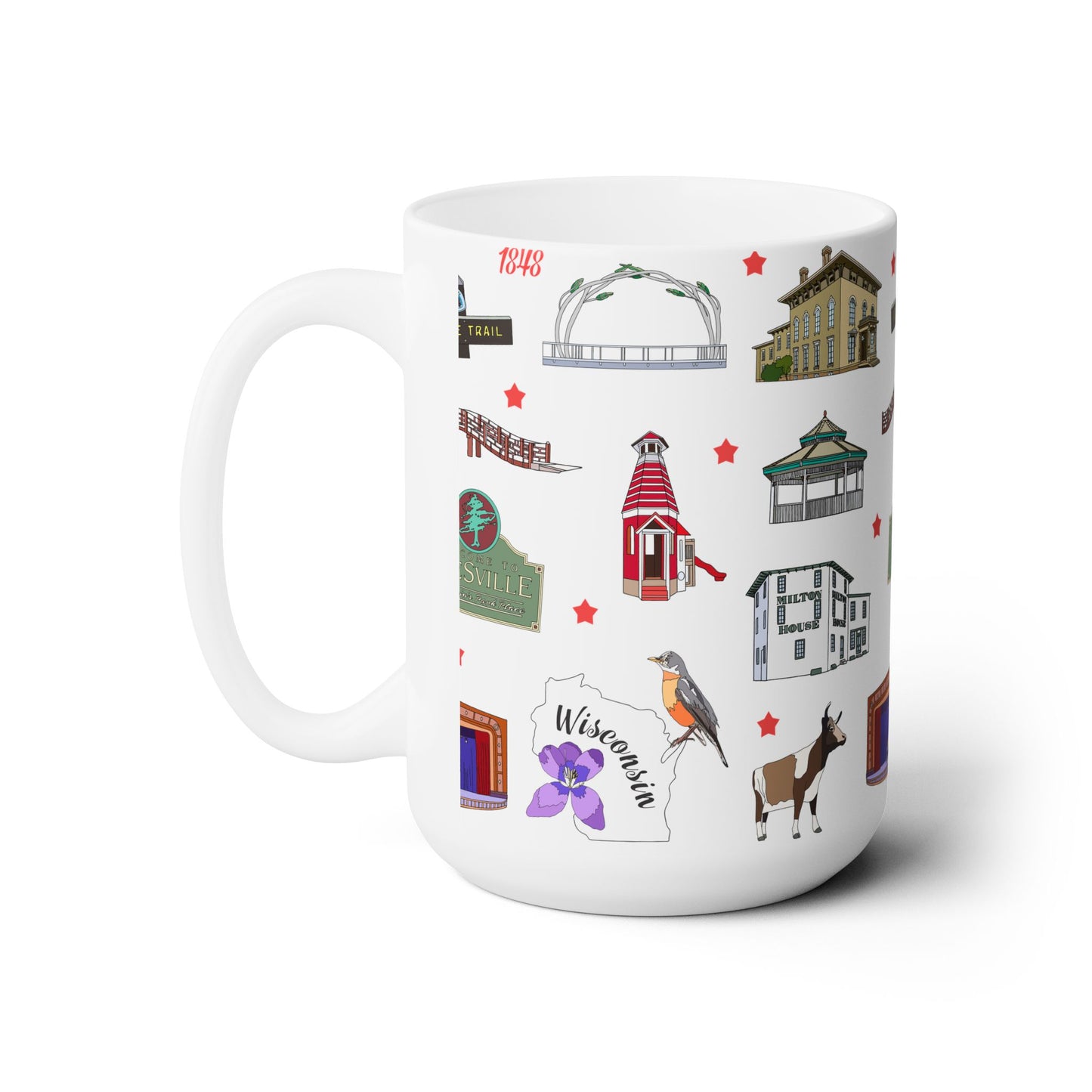 Ceramic Mug 15oz with Janesville, Wisconsin WI in white