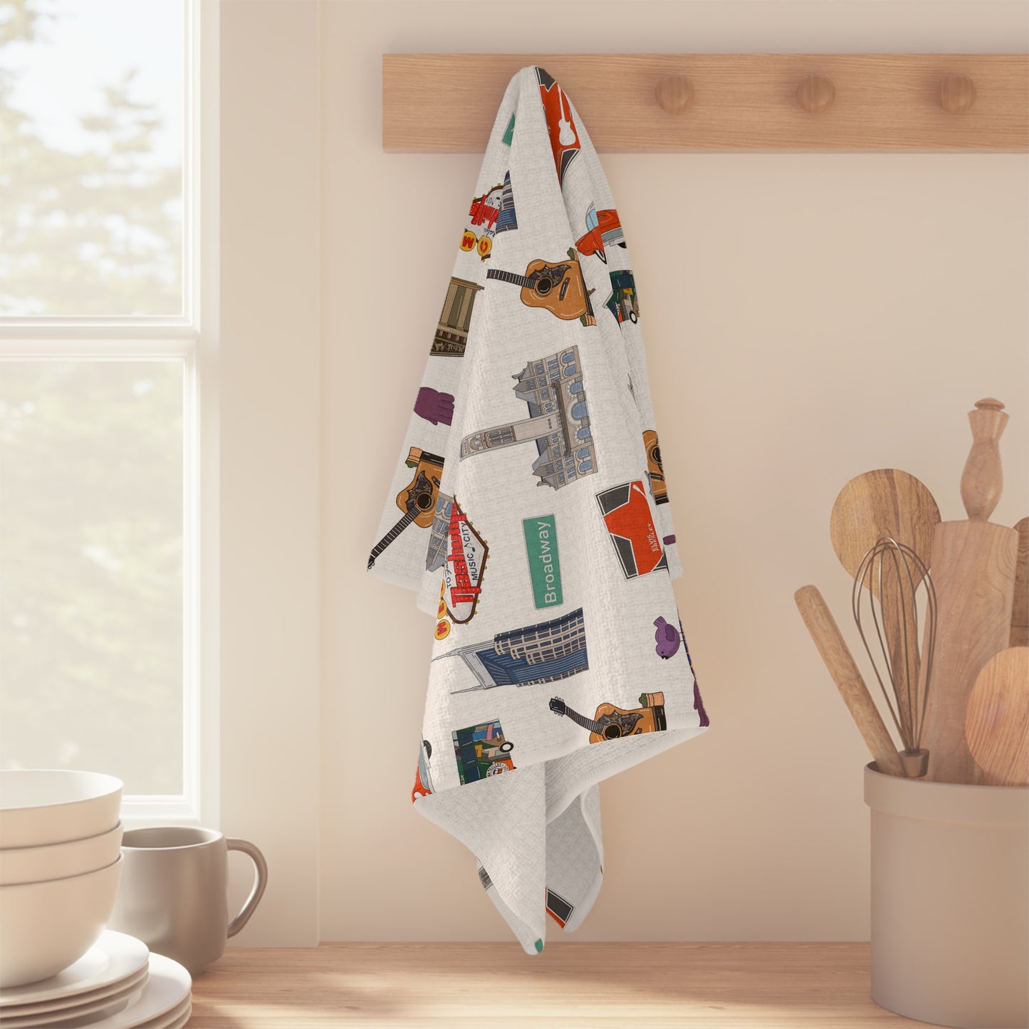 Kitchen Towel with Nashville, TN in white