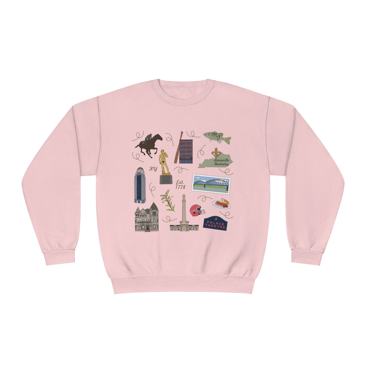Unisex NuBlend® Crewneck Sweatshirt with Louisville, Kentucky KY in assorted colors