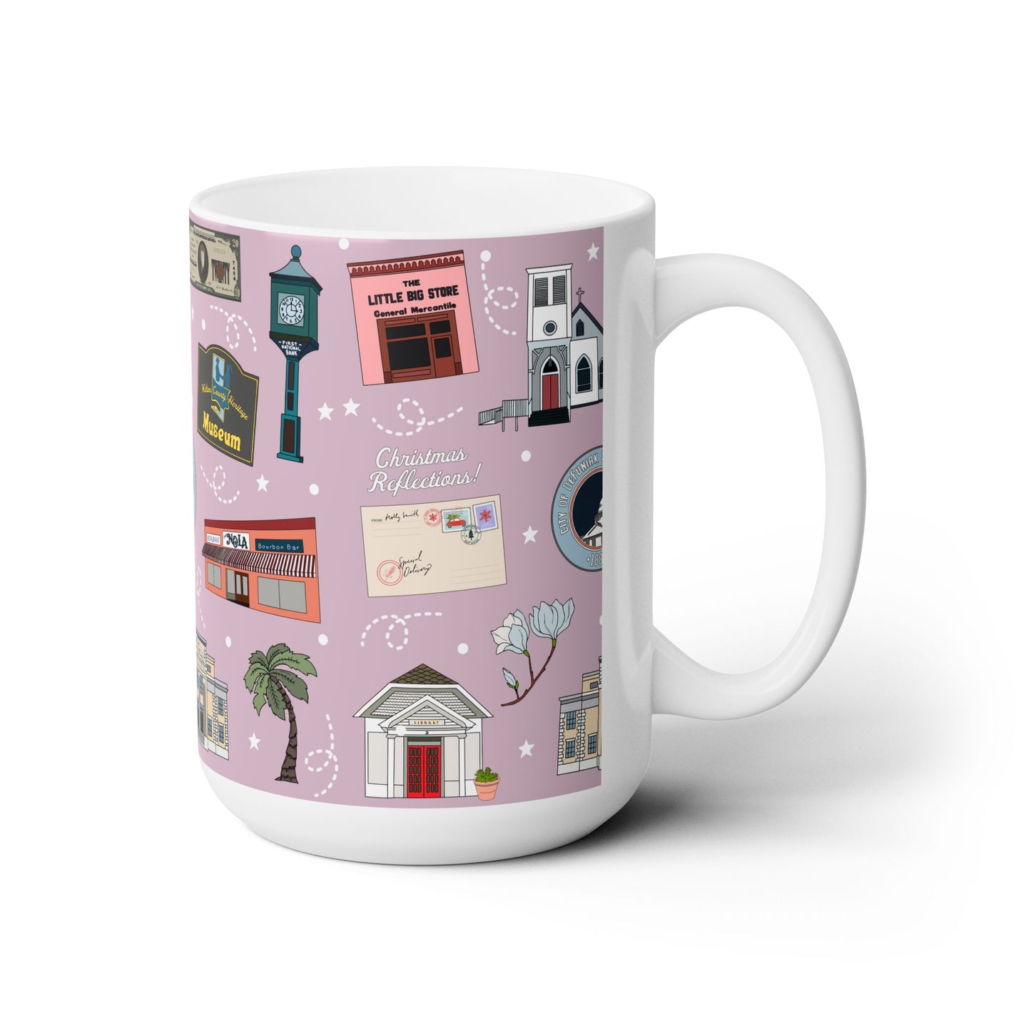 Ceramic Mug 15oz with DeFuniak Springs, Florida FL in lavender