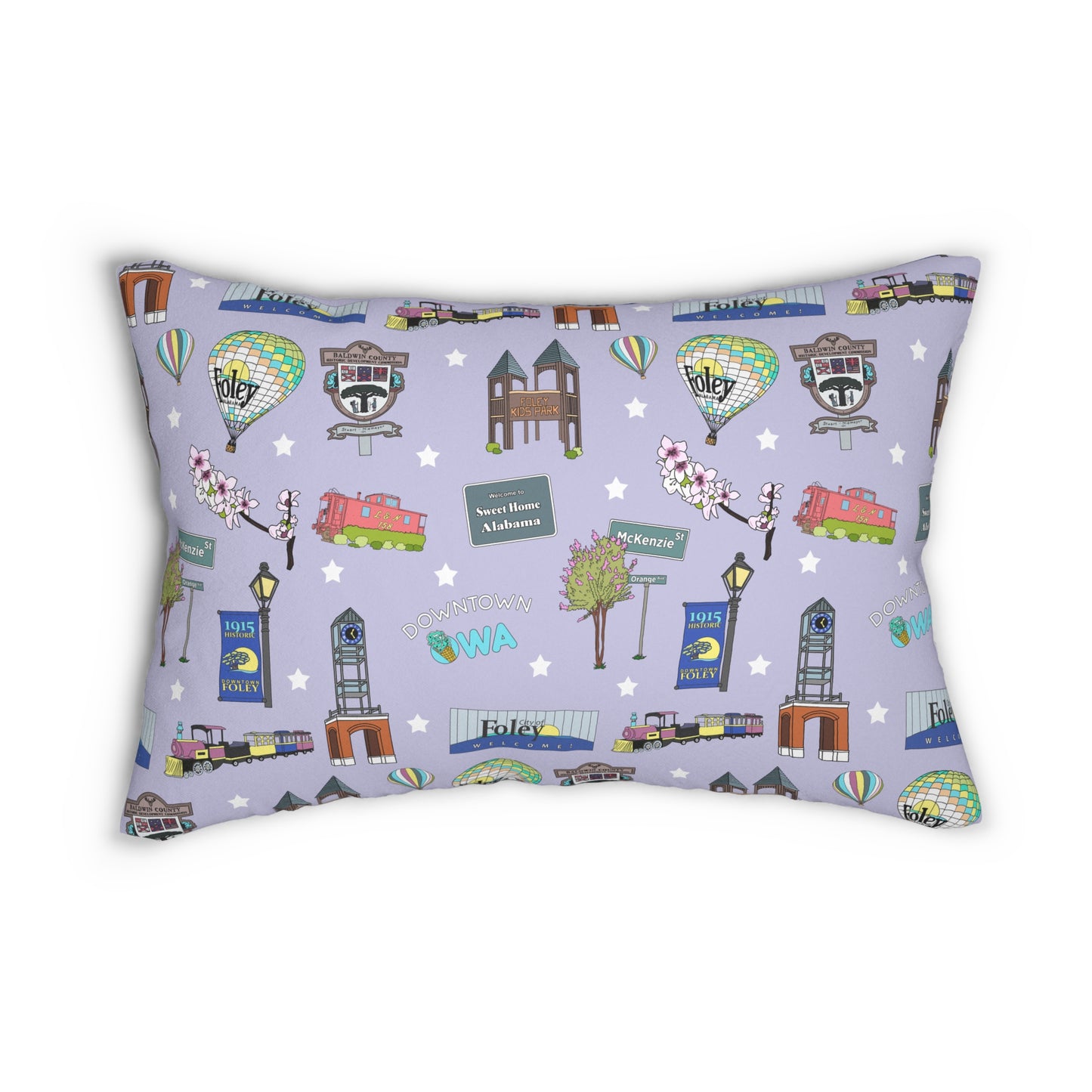 Lumbar rectangle pillow with Foley, Alabama AL in birdy grey