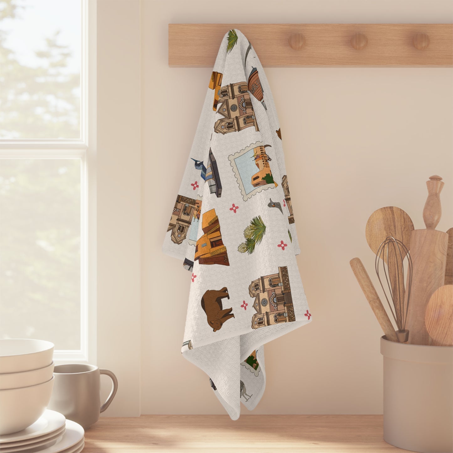 Kitchen Towel with Santa Fe, New Mexico NM in white