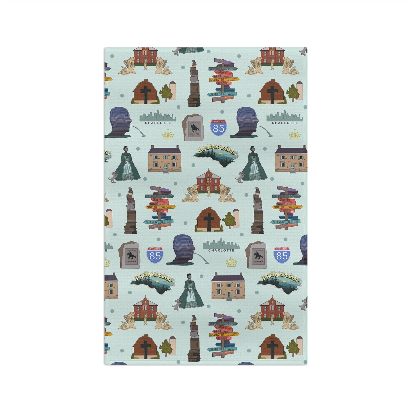 Kitchen Towel with Charlotte, North Carolina NC in patina