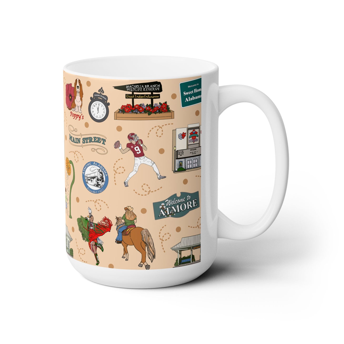 Ceramic Mug 15oz with Atmore, AL in beige
