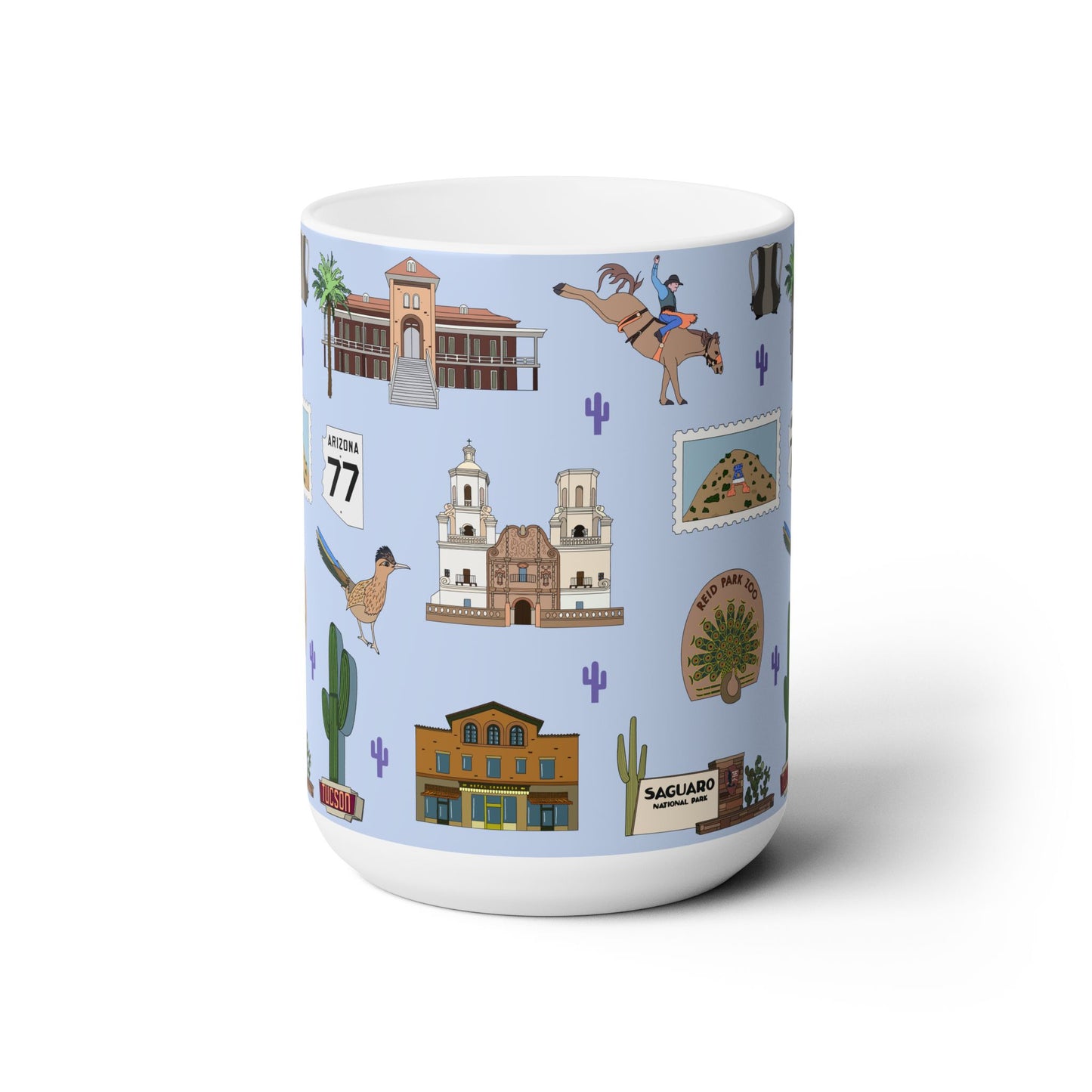 Ceramic Mug 15oz with Tucson, Arizona AZ in blue