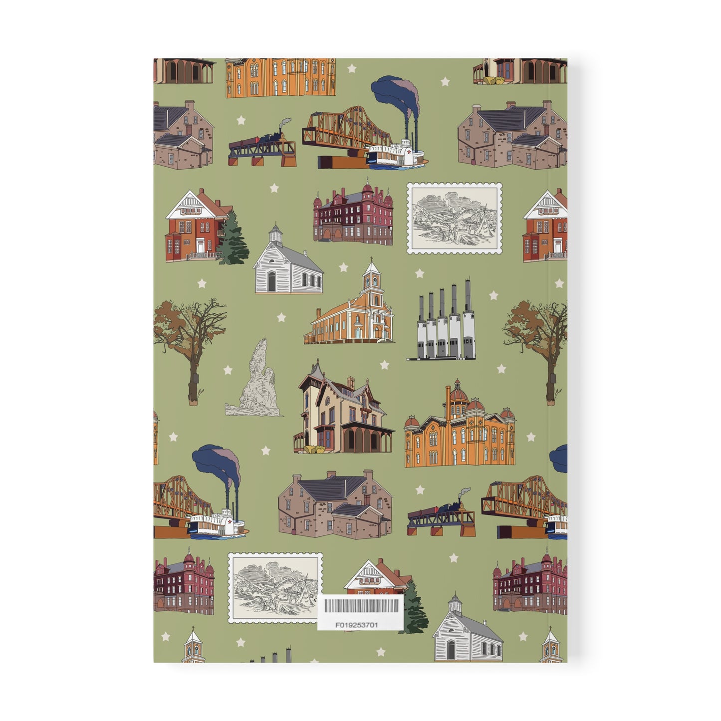 Paperback notebook with South St. Paul, Mendota, Hastings, Hampton, Inver Grove Heights near the Minneapolis Minnesota MN landmarks in olive 150 lined pages