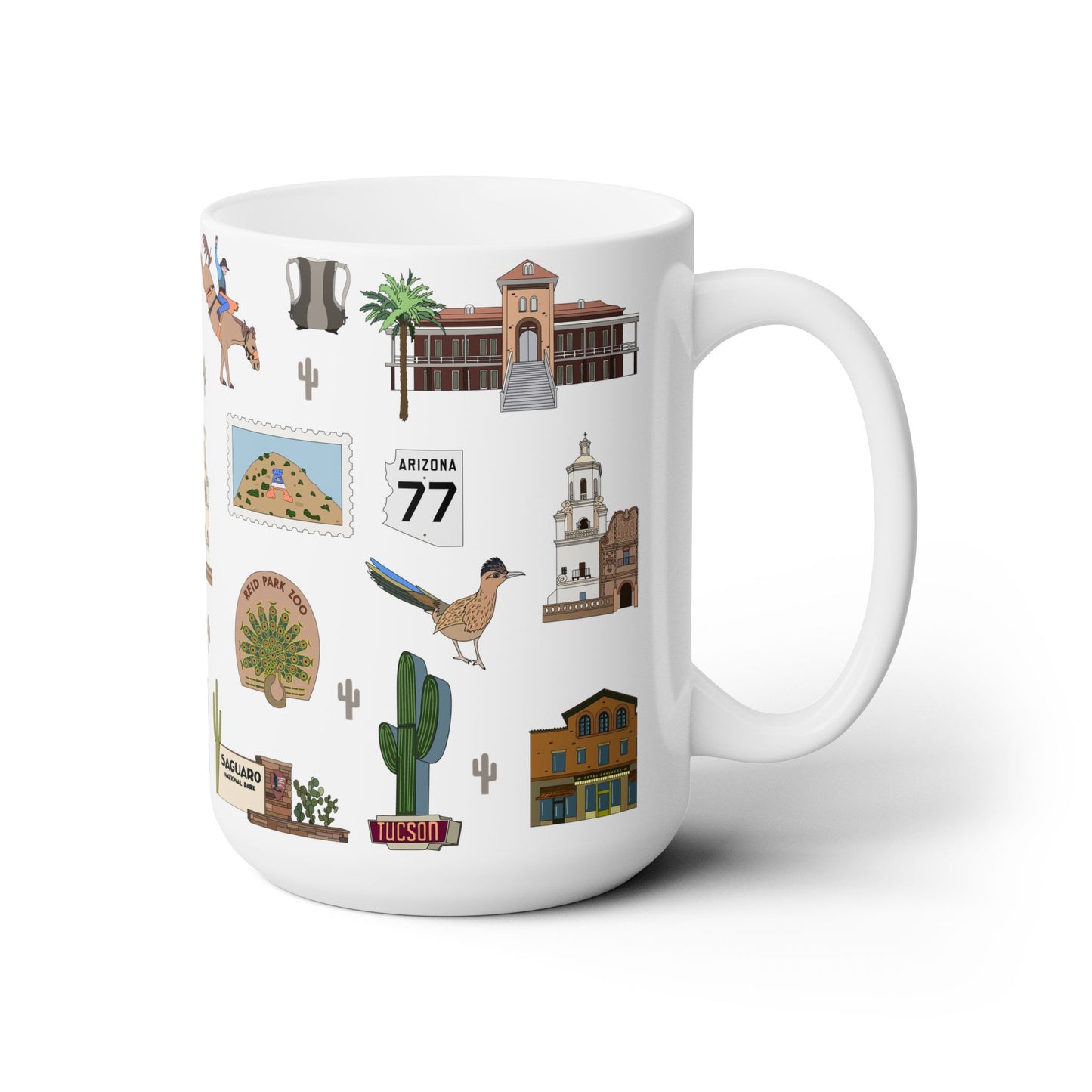 Ceramic Mug 15oz with Tucson, Arizona AZ in white