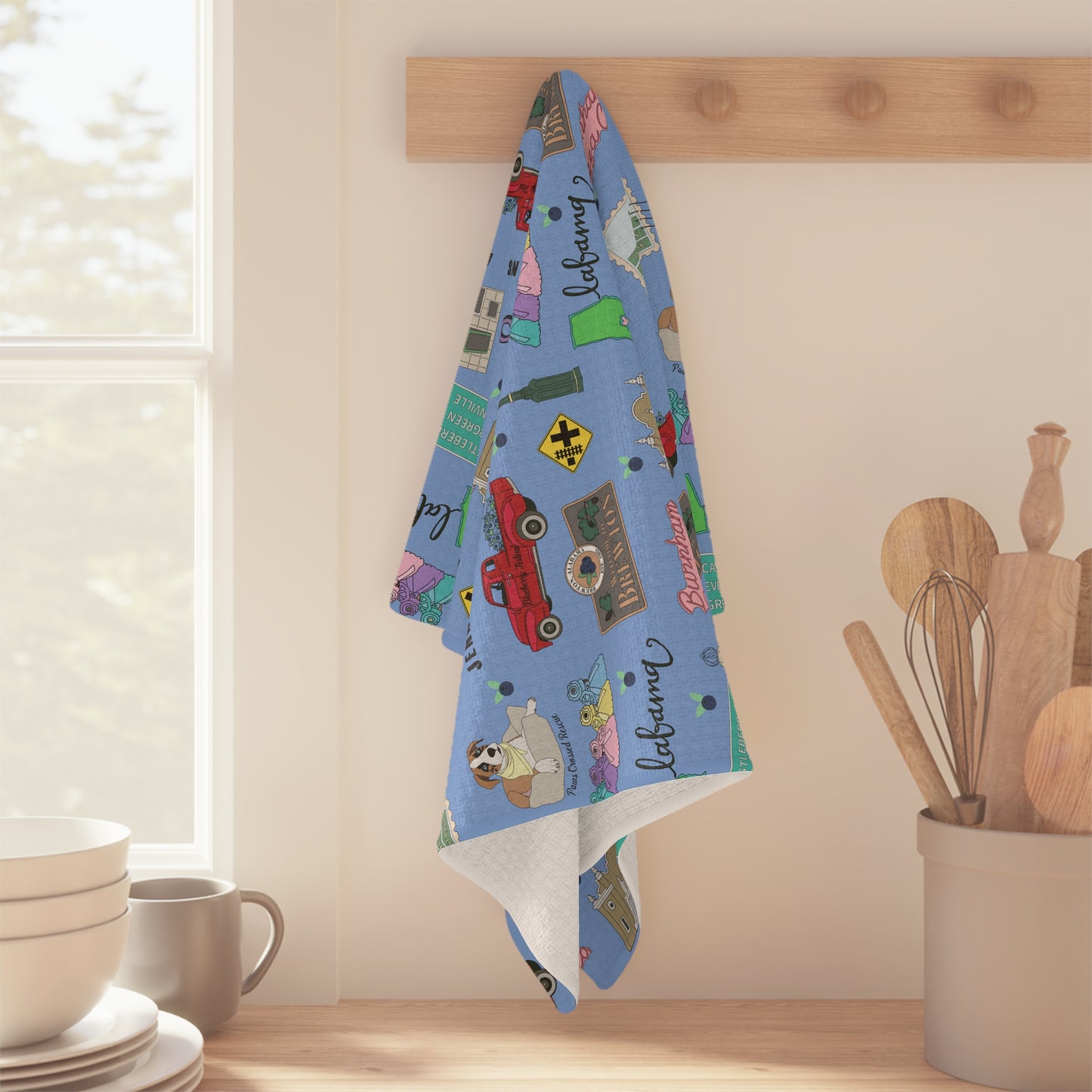 Kitchen Towel with Brewton, AL in blueberry