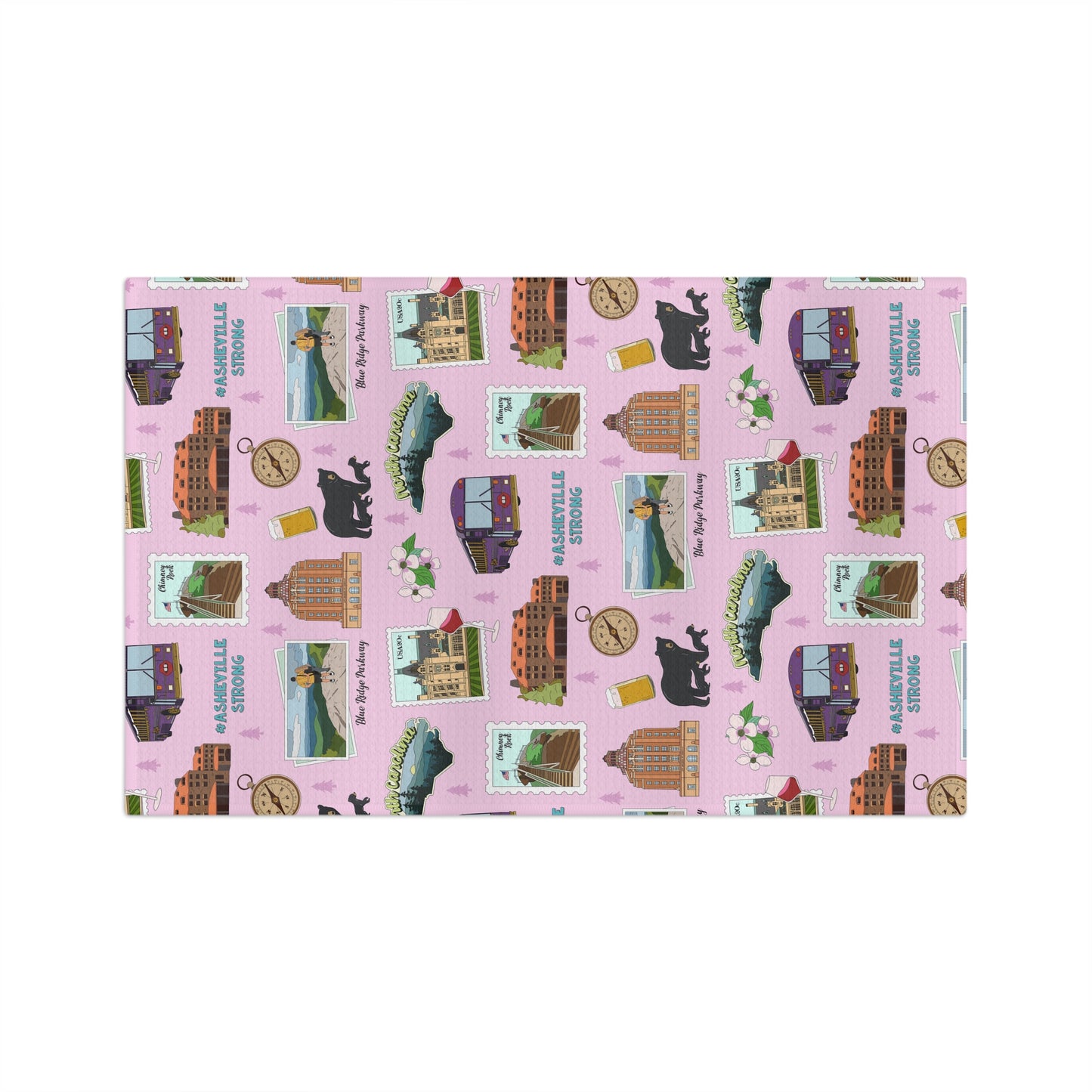 Kitchen Towel with Asheville, North Carolina NC in pink