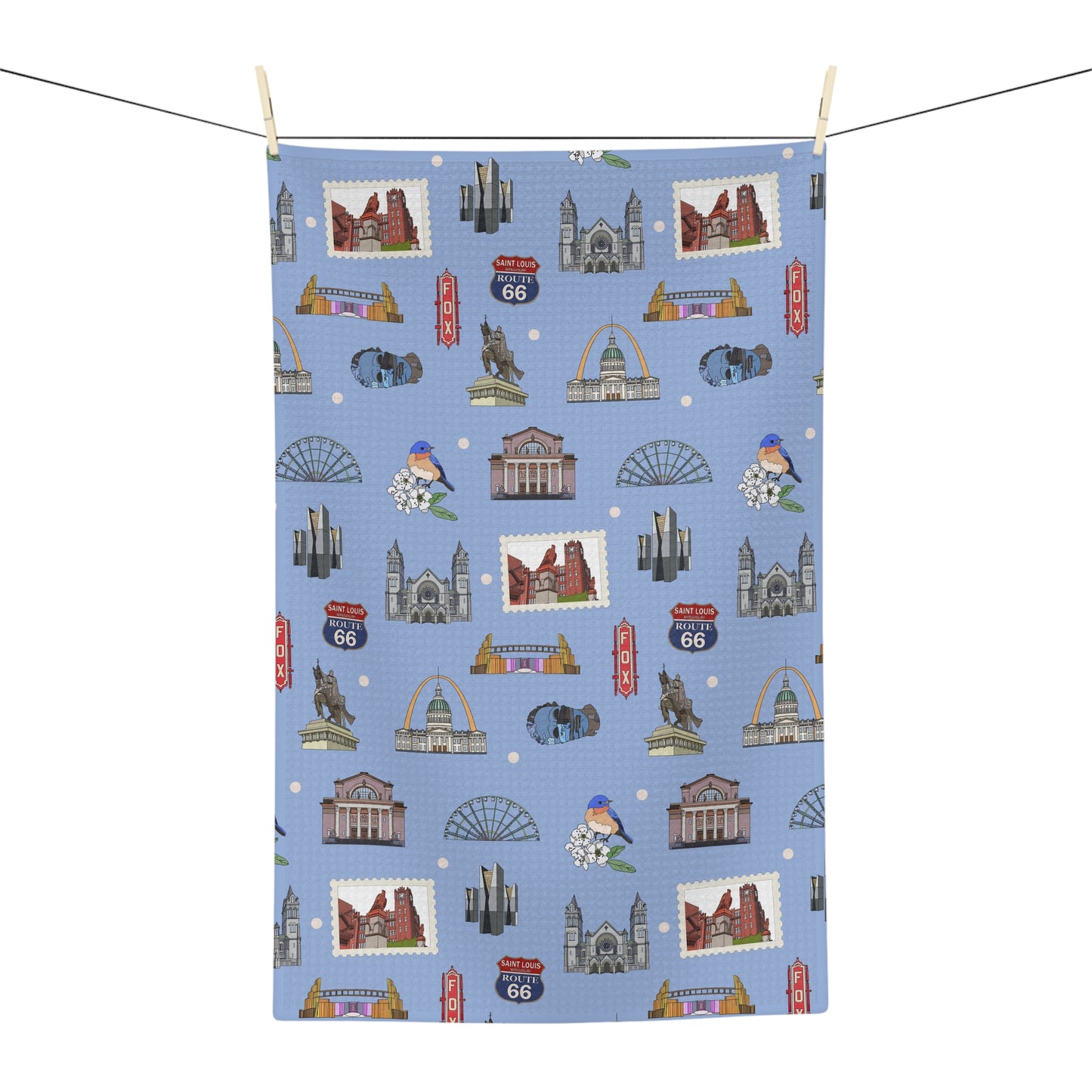 Kitchen Towel with St. Louis, Missouri MO in cornflower blue