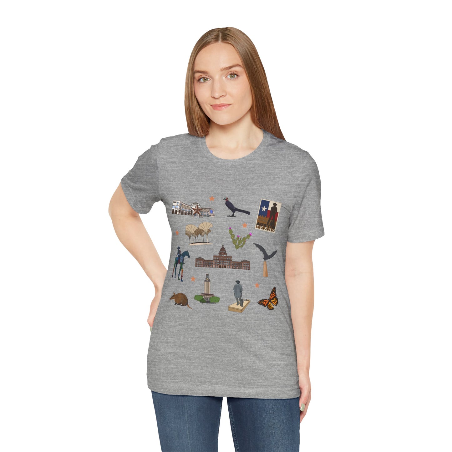 Unisex Jersey Short Sleeve Tee with Austin, Texas TX landmarks print