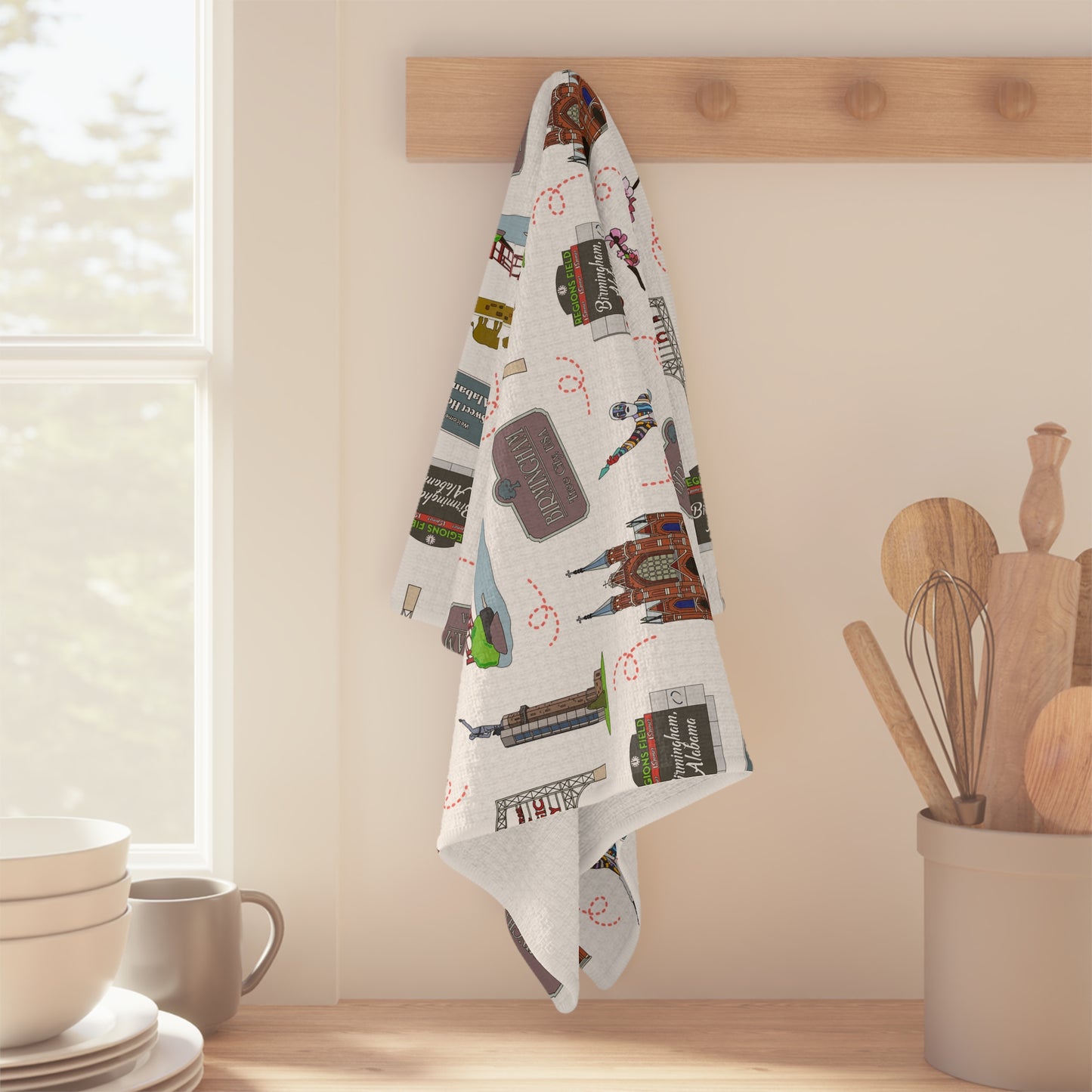Kitchen Towel with Birmingham, AL in white