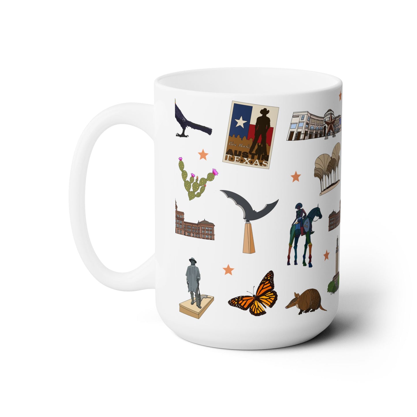 Ceramic Mug 15oz with Austin, Texas TX in white