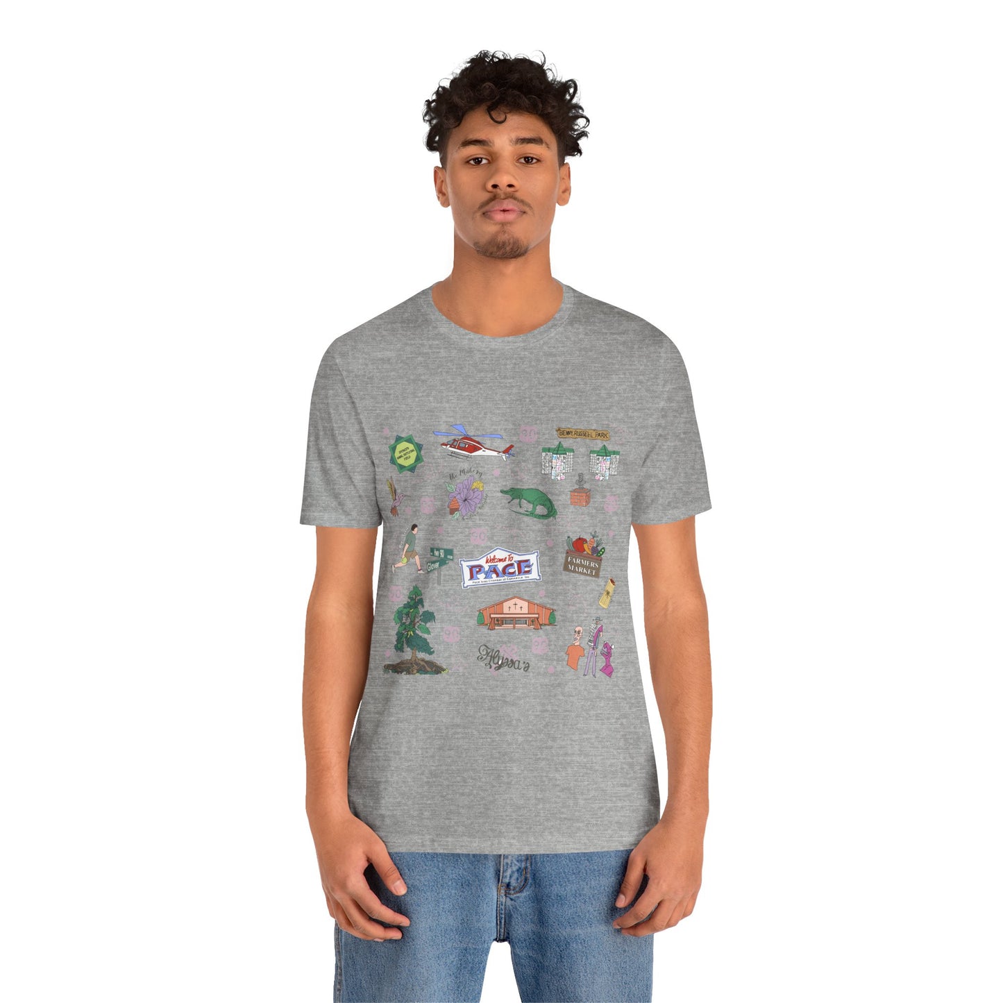 Unisex Jersey Short Sleeve Tee with Pace, Florida FL landmarks print