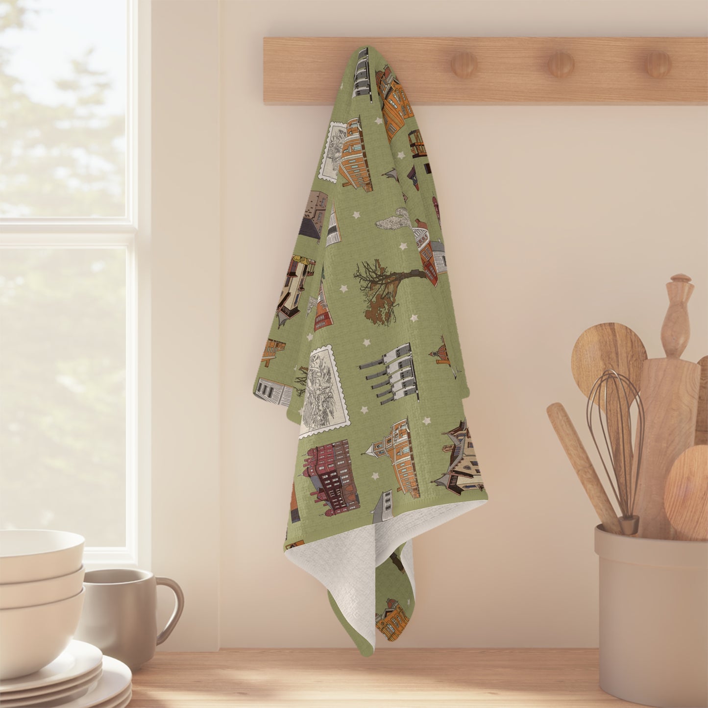 Kitchen Towel with South St. Paul, Mendota, Hastings, Hampton, Inver Grove Heights near the Minneapolis Minnesota MN in olive