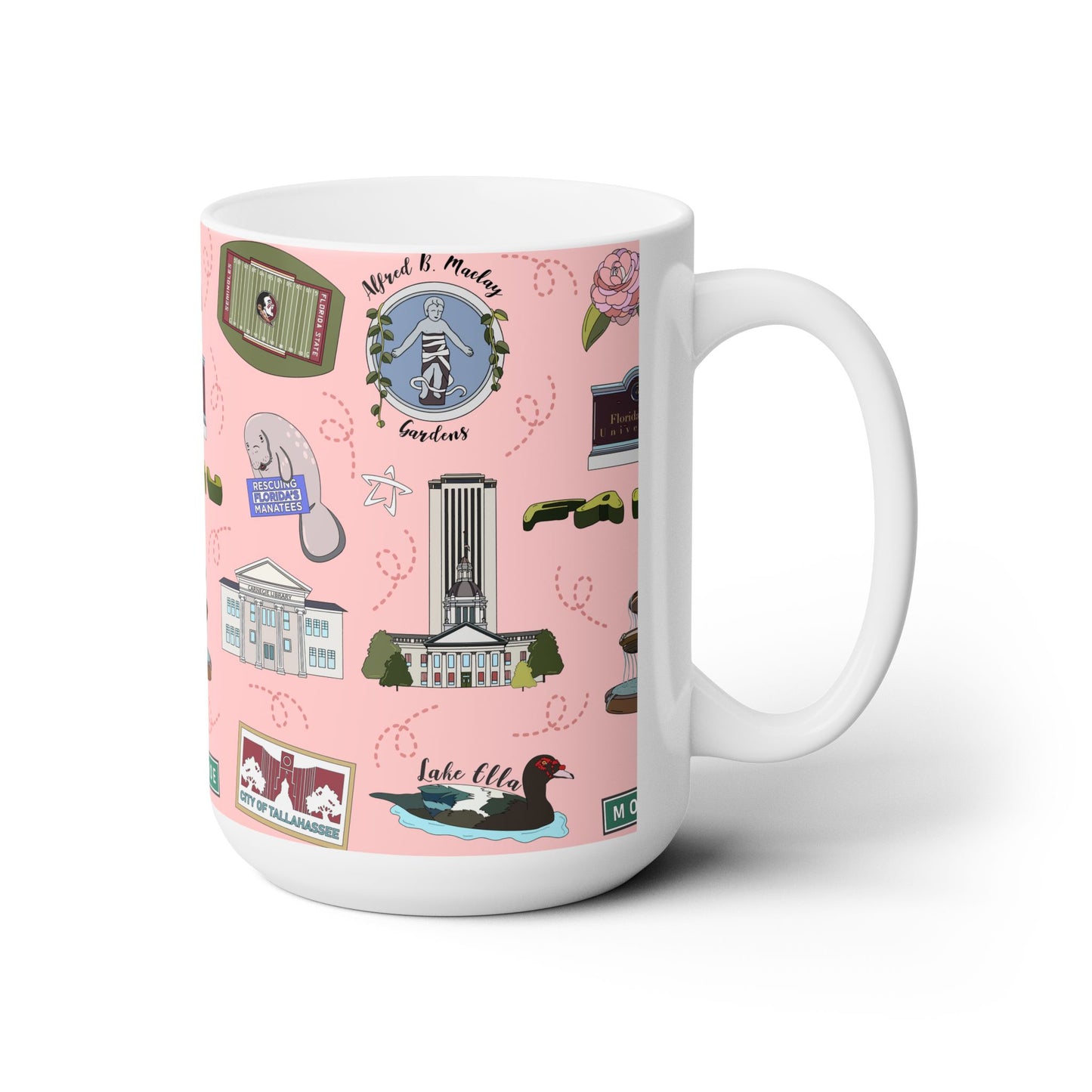 Ceramic Mug 15oz with Tallahassee Florida FL in rose