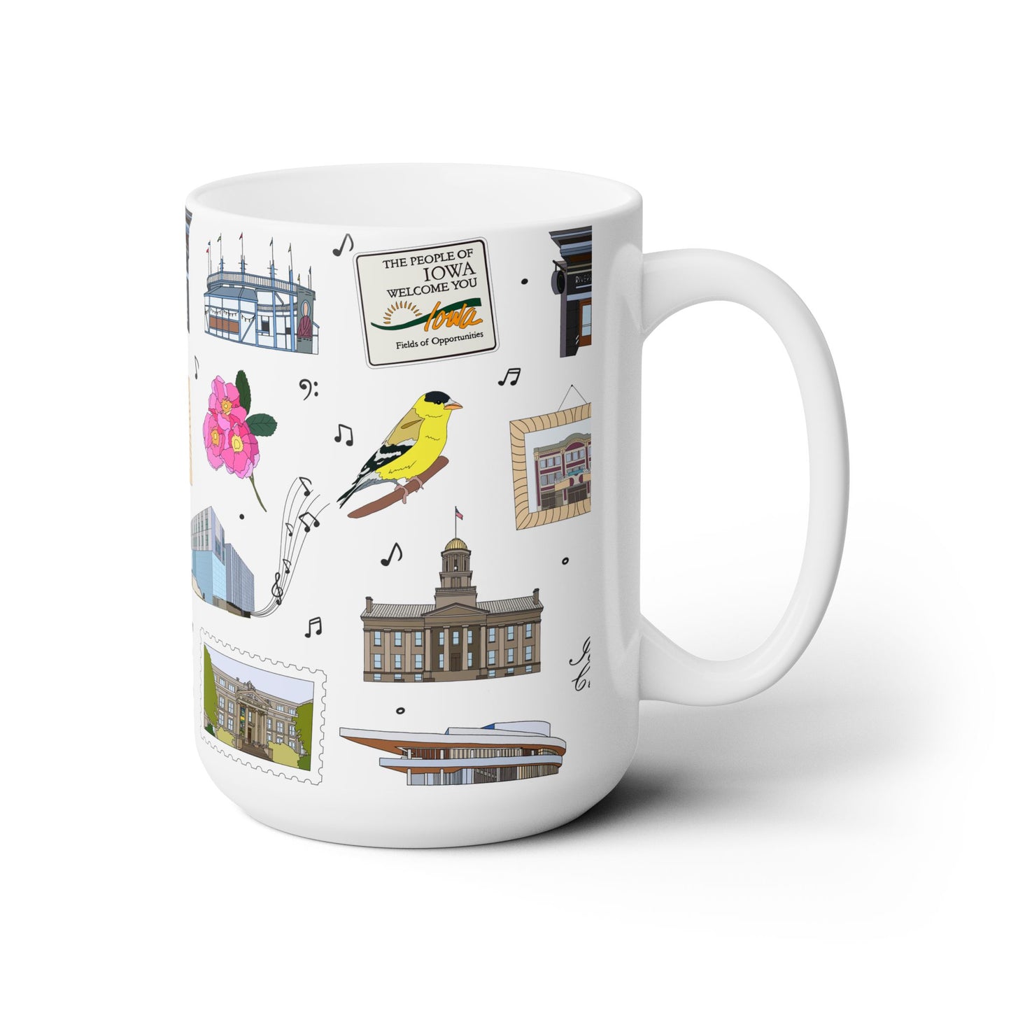 Ceramic Mug 15oz with Iowa City, Iowa IA in white
