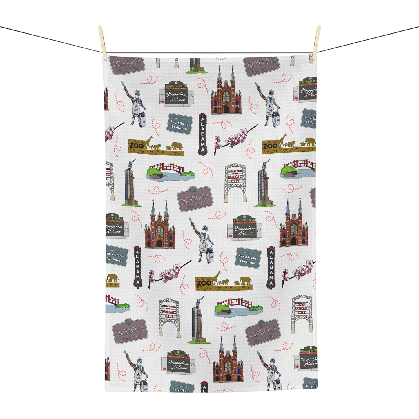 Kitchen Towel with Birmingham, AL in white