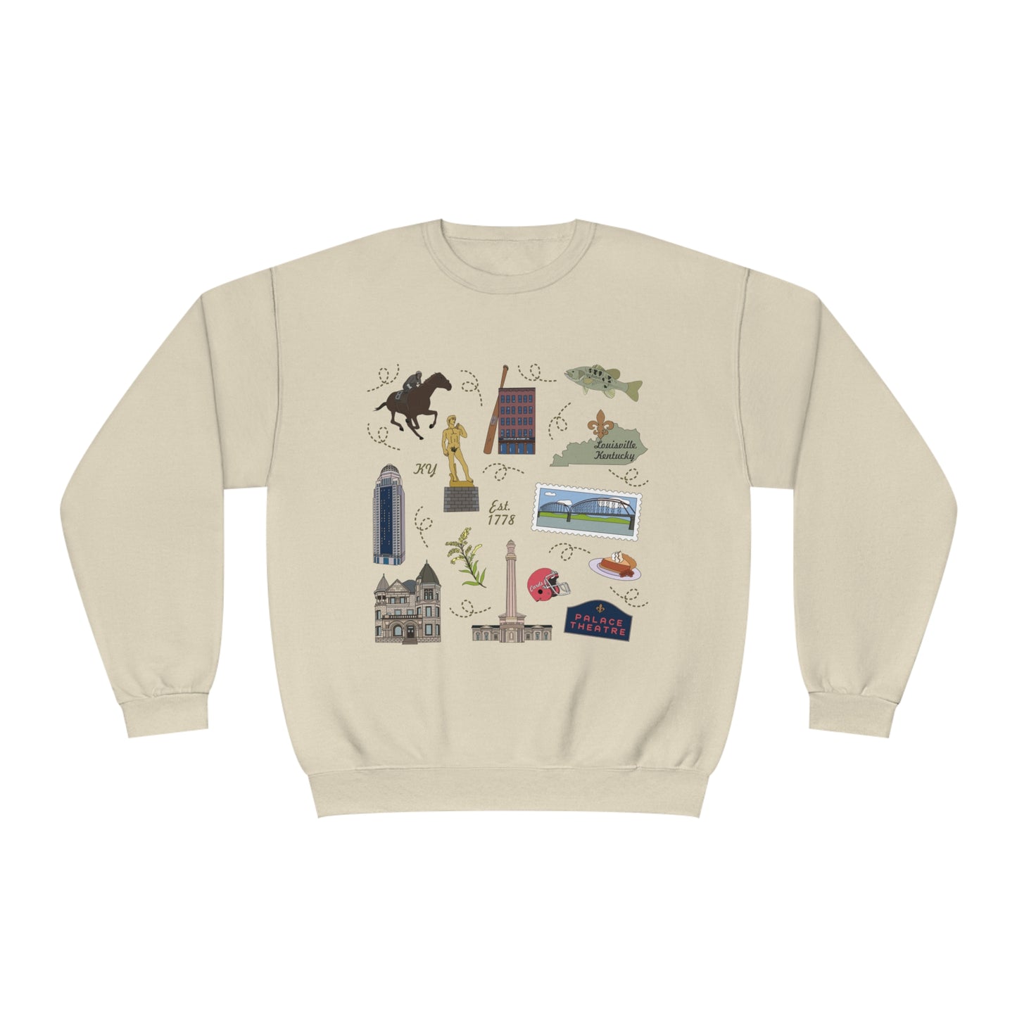 Unisex NuBlend® Crewneck Sweatshirt with Louisville, Kentucky KY in assorted colors