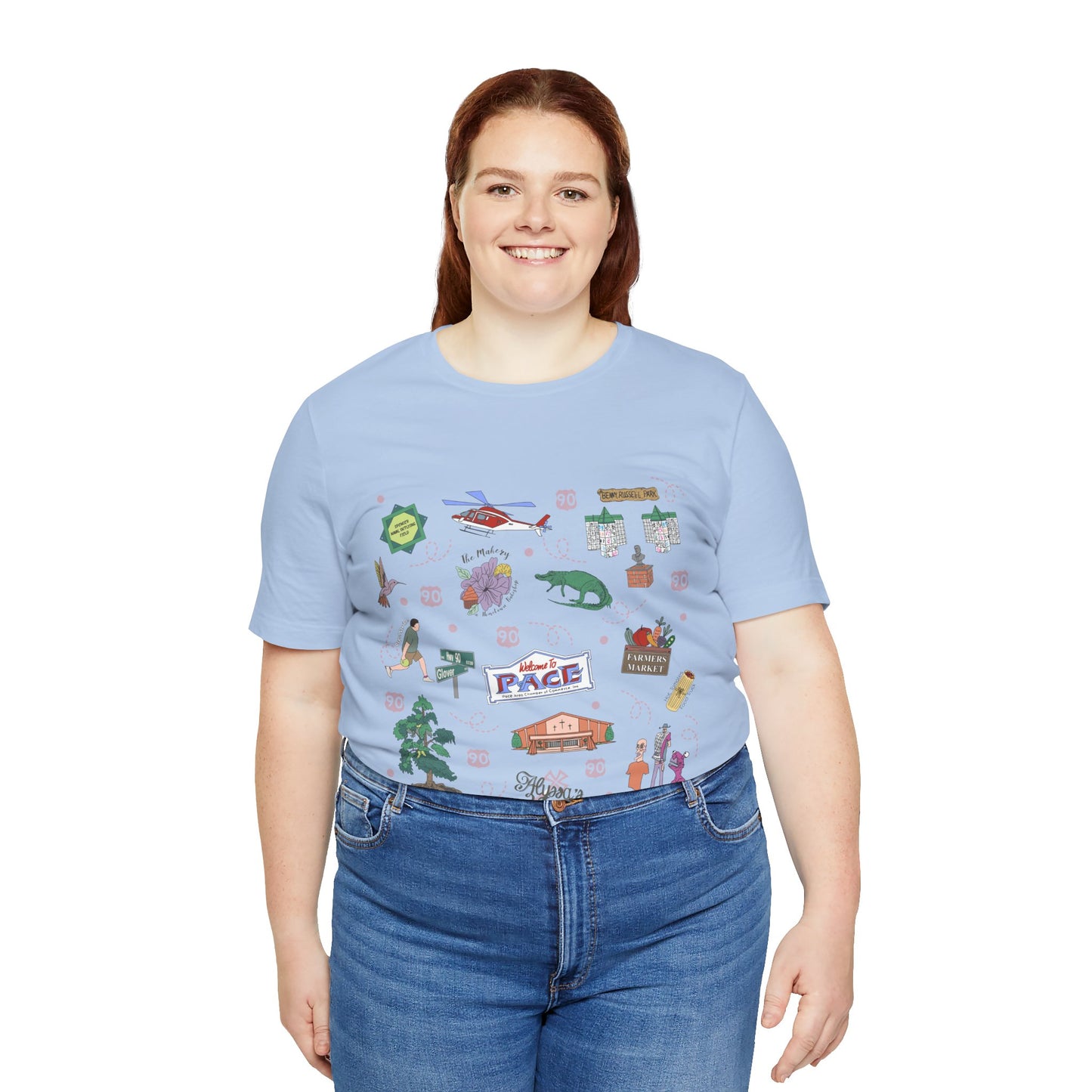 Unisex Jersey Short Sleeve Tee with Pace, Florida FL landmarks print
