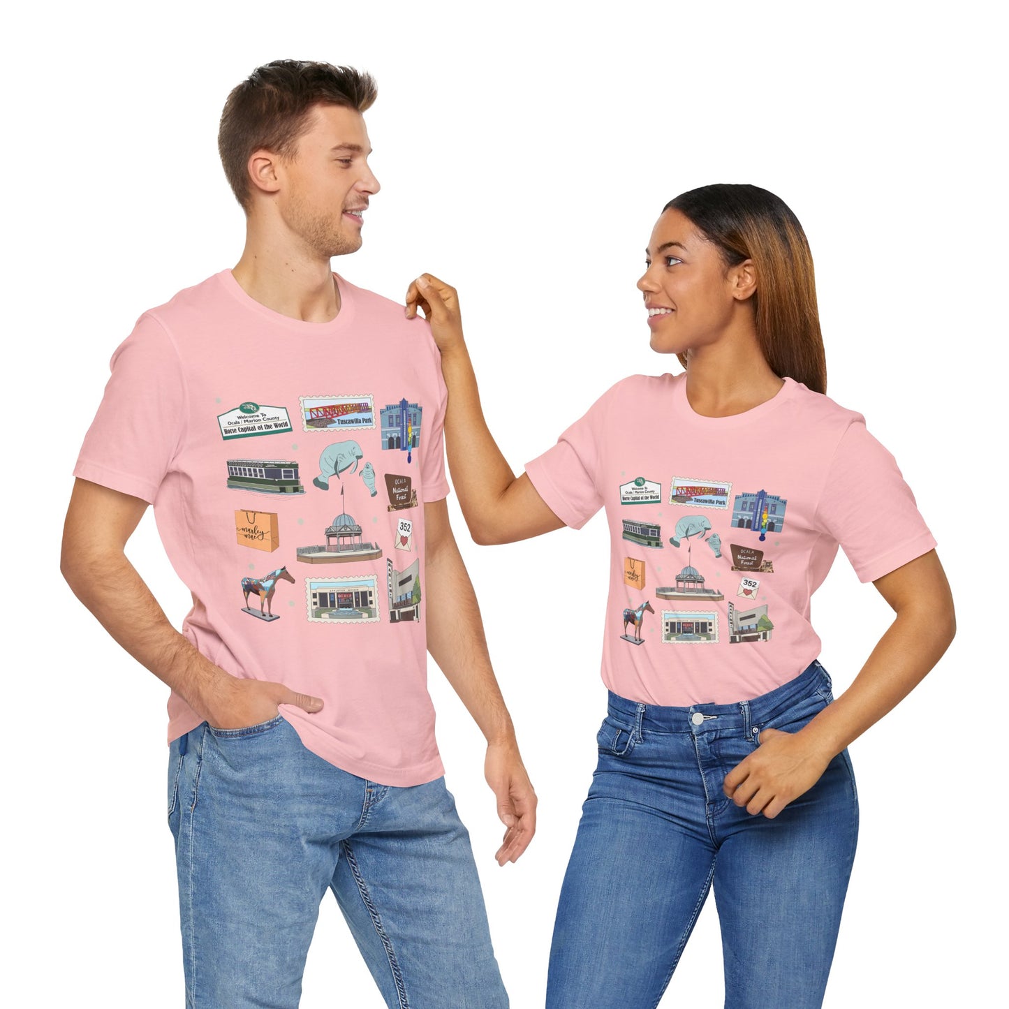 Unisex Jersey Short Sleeve Tee with Ocala, Florida FL landmarks print