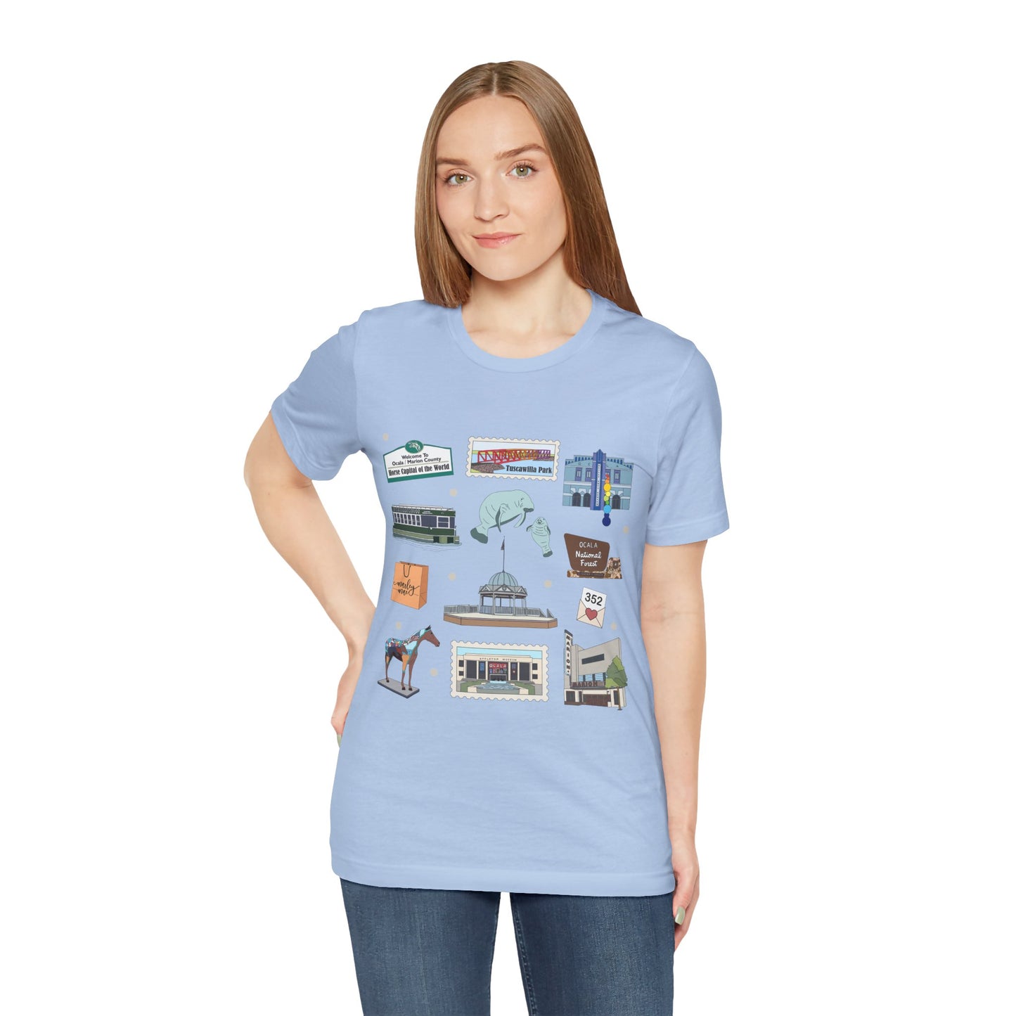 Unisex Jersey Short Sleeve Tee with Ocala, Florida FL landmarks print