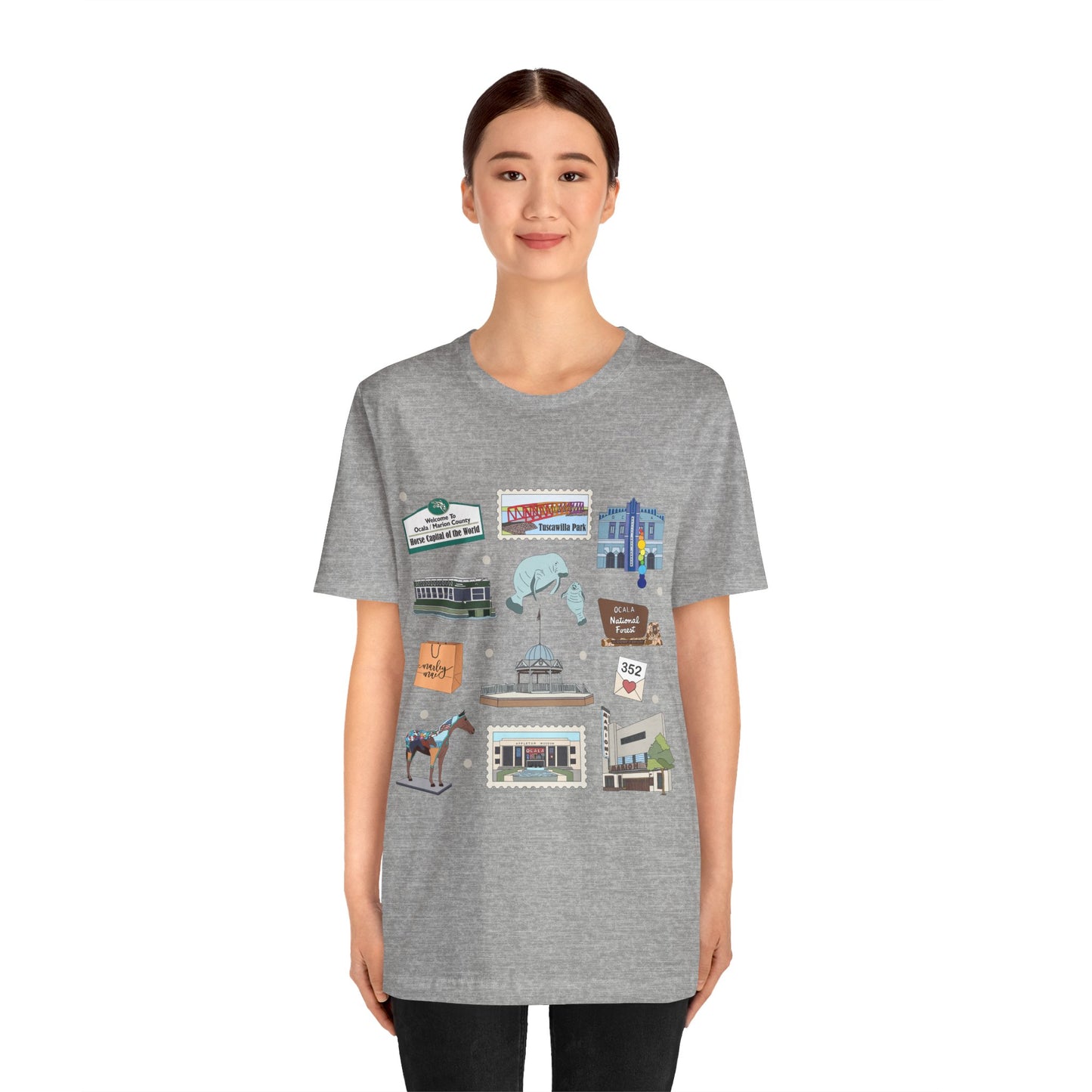 Unisex Jersey Short Sleeve Tee with Ocala, Florida FL landmarks print