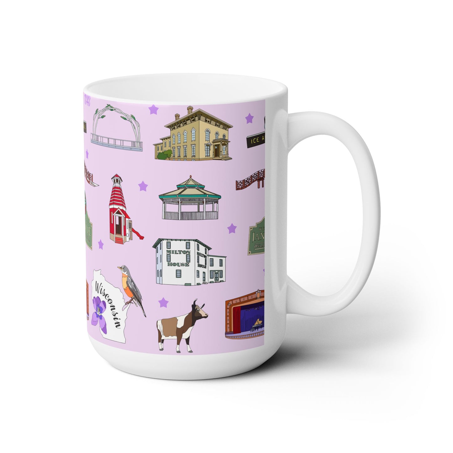 Ceramic Mug 15oz with Janesville, Wisconsin WI in lilac