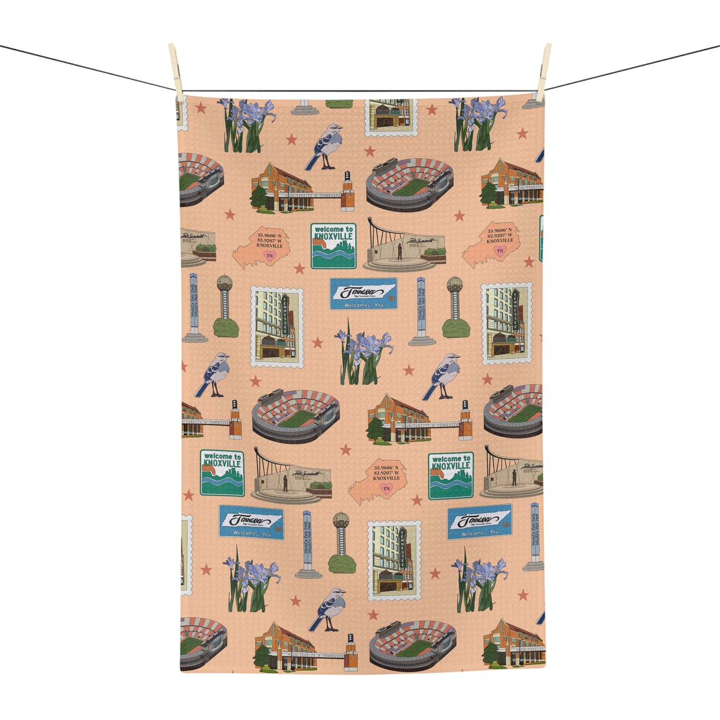 Kitchen Towel with Knoxville, Tennessee TN in peach