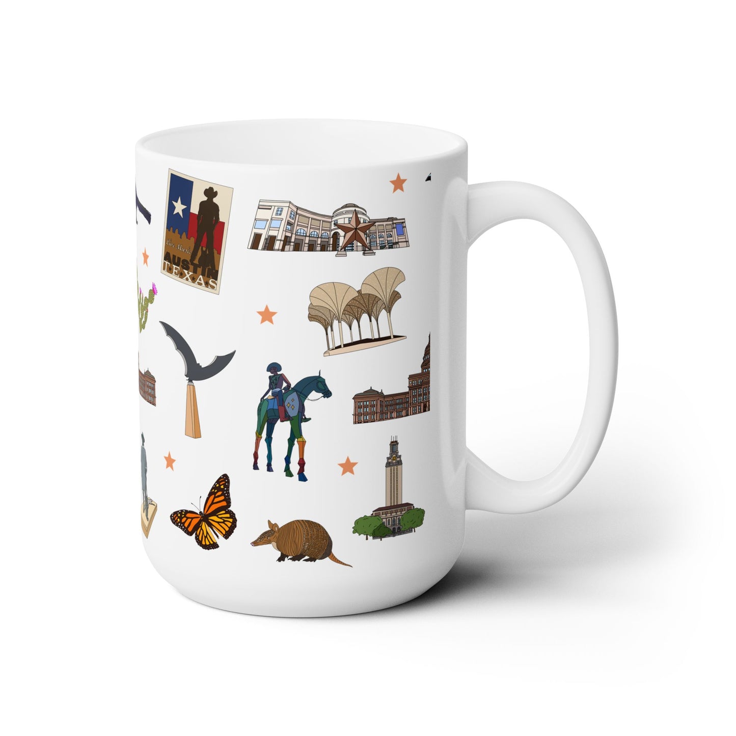 Ceramic Mug 15oz with Austin, Texas TX in white