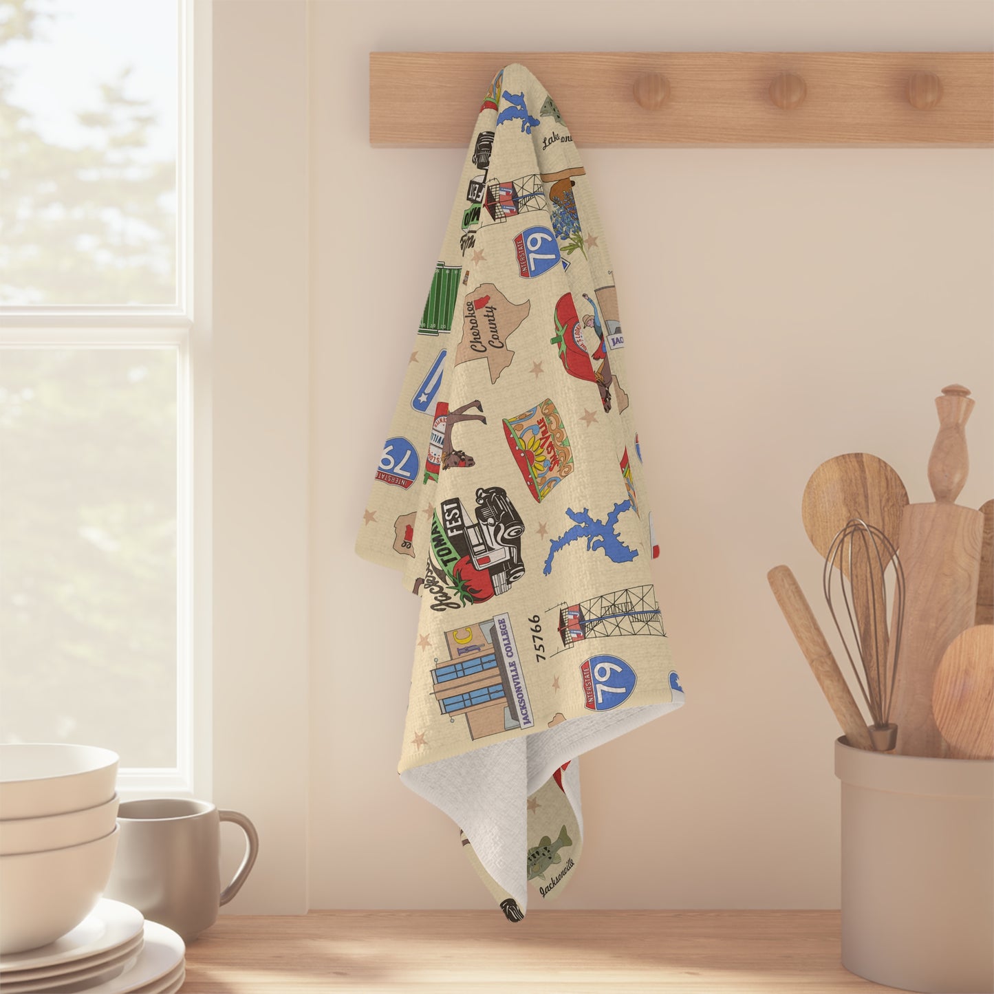 Kitchen Towel with Jacksonville, TX in beige