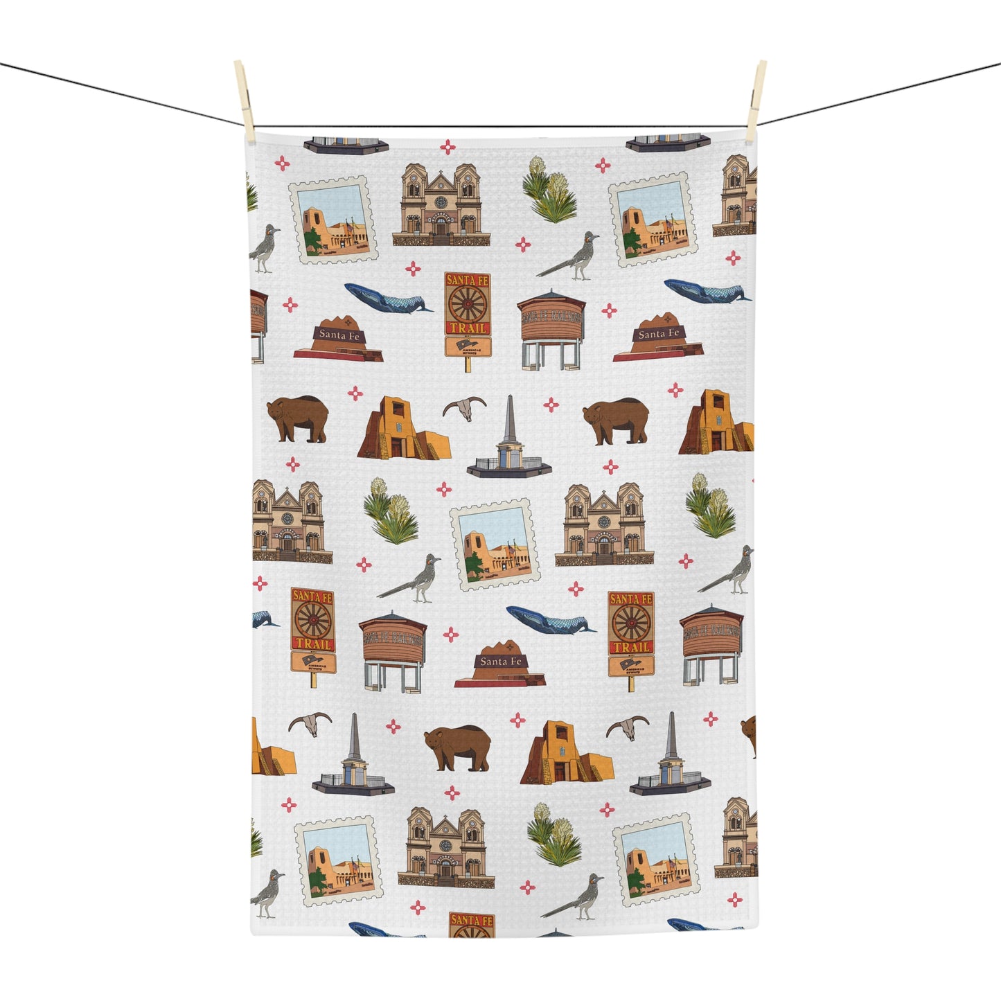 Kitchen Towel with Santa Fe, New Mexico NM in white