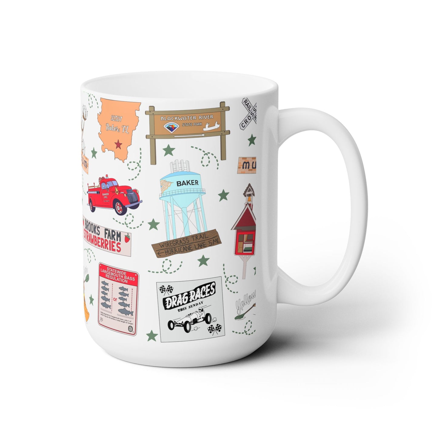Ceramic Mug 15oz with Baker, Florida FL in white