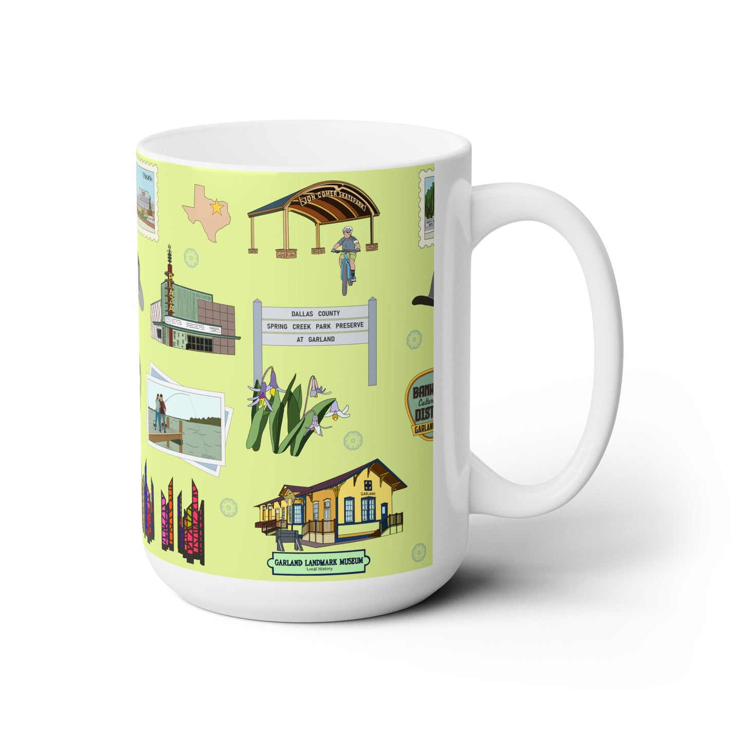 Ceramic Mug 15oz with Garland, Texas TX in avocado