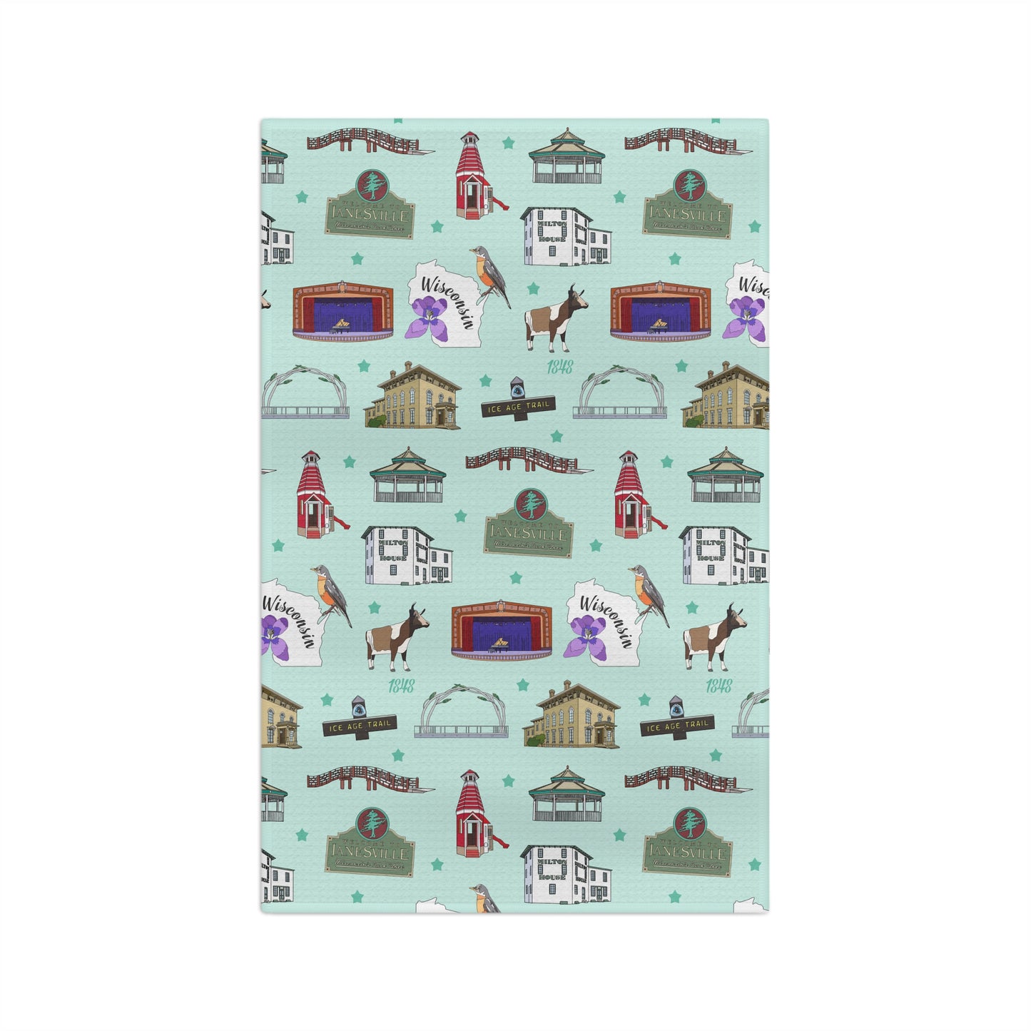 Kitchen Towel with Janesville, Wisconsin WI in mint