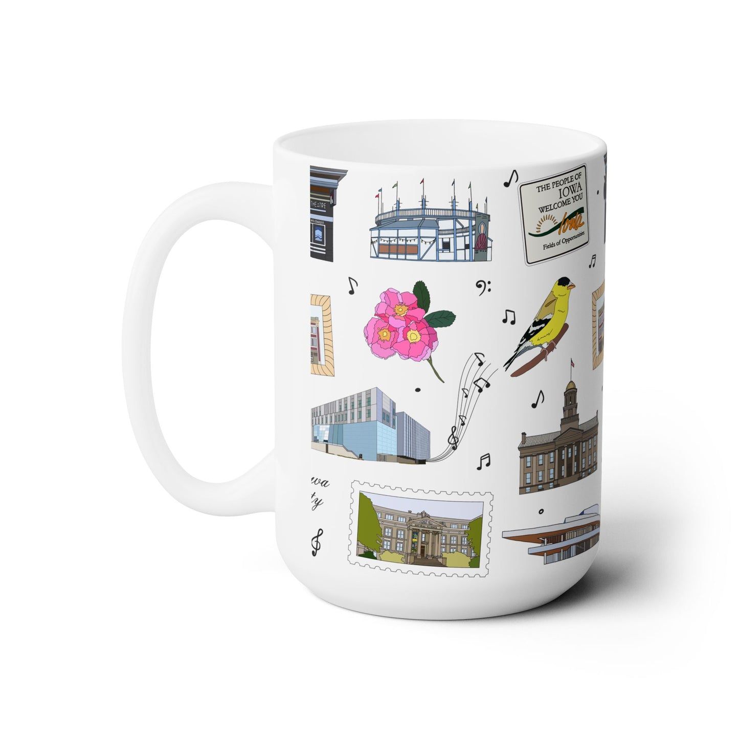 Ceramic Mug 15oz with Iowa City, Iowa IA in white