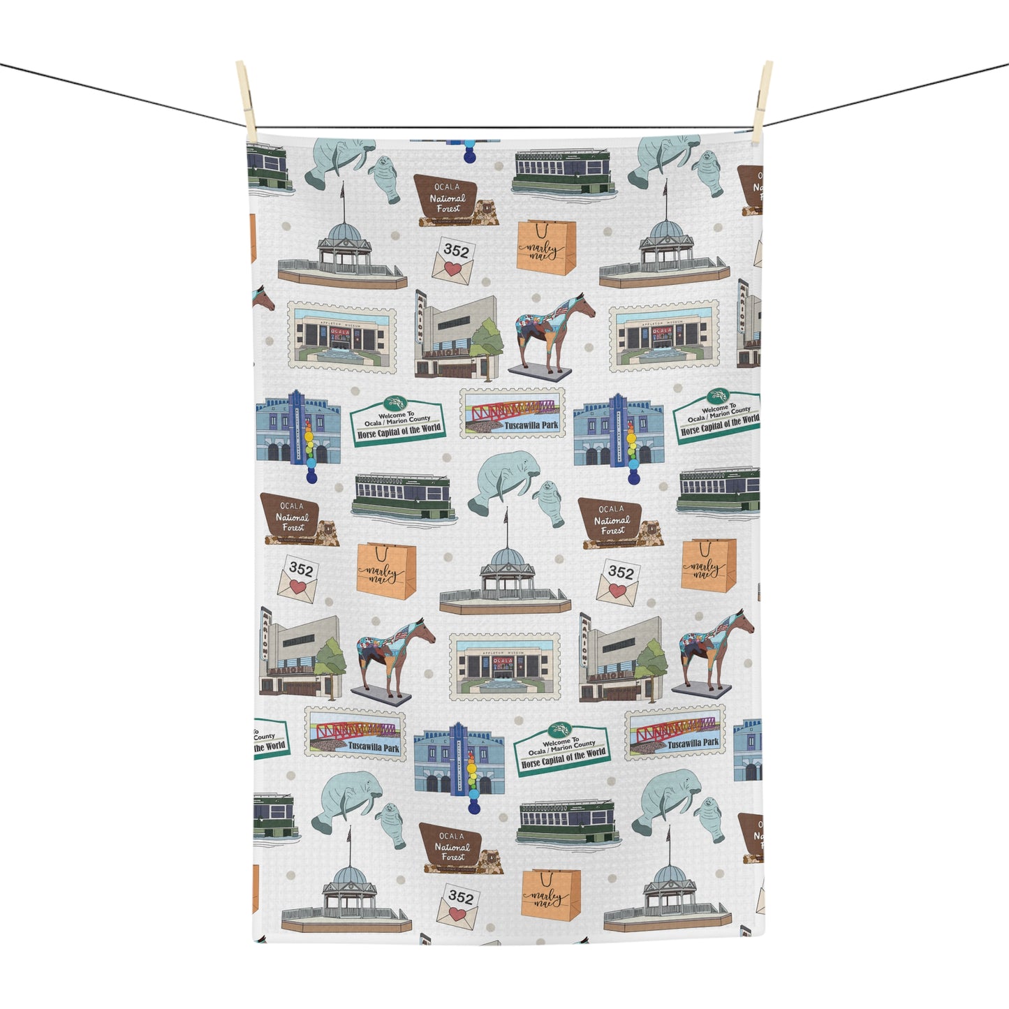 Kitchen Towel with Ocala, Florida FL in white
