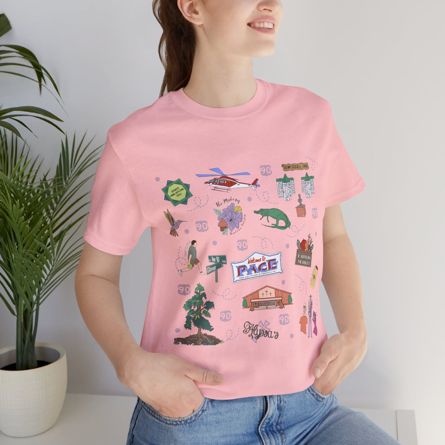Unisex Jersey Short Sleeve Tee with Pace, Florida FL landmarks print