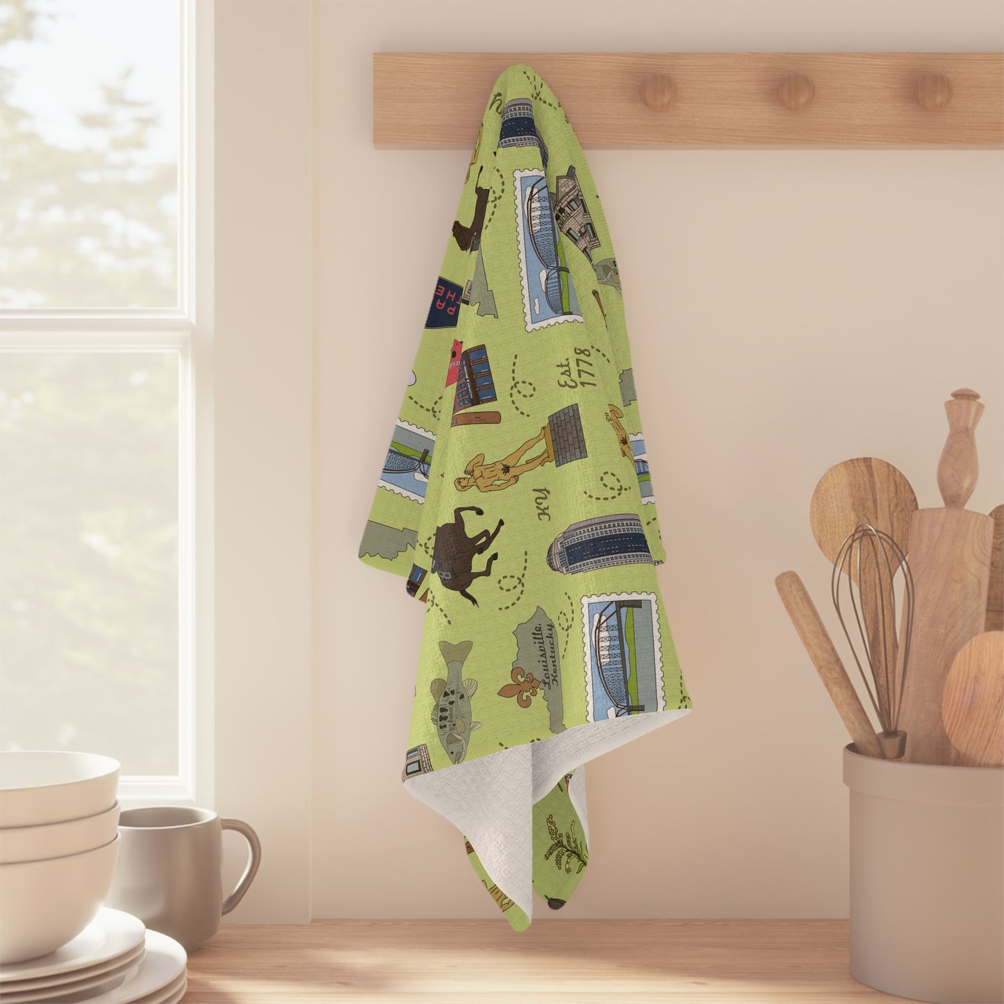 Kitchen Towel with Louisville, Kentucky KY in lime