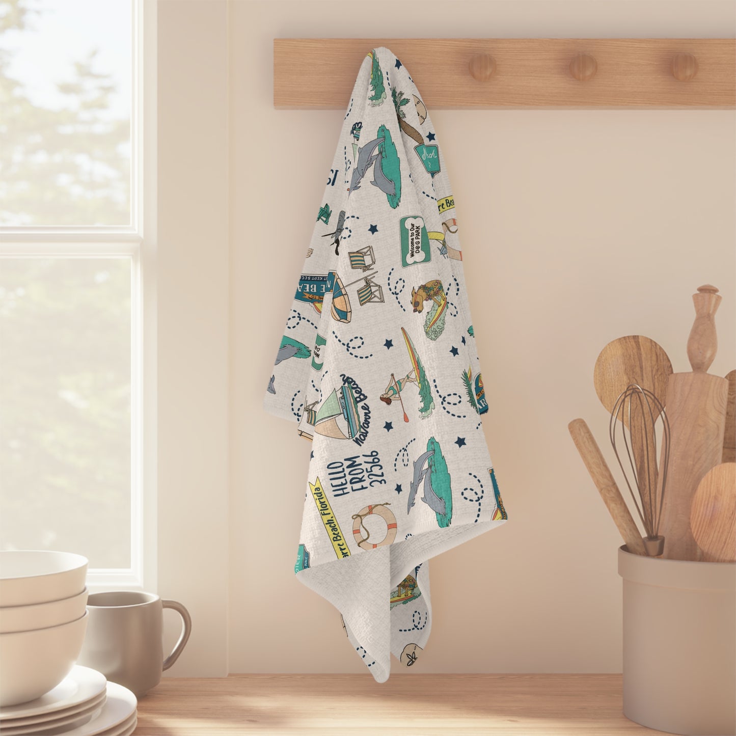 Kitchen Towel with Navarre Beach Florida FL in white