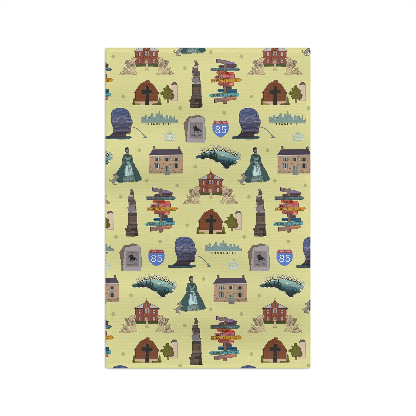 Kitchen Towel with Charlotte, North Carolina NC in brass